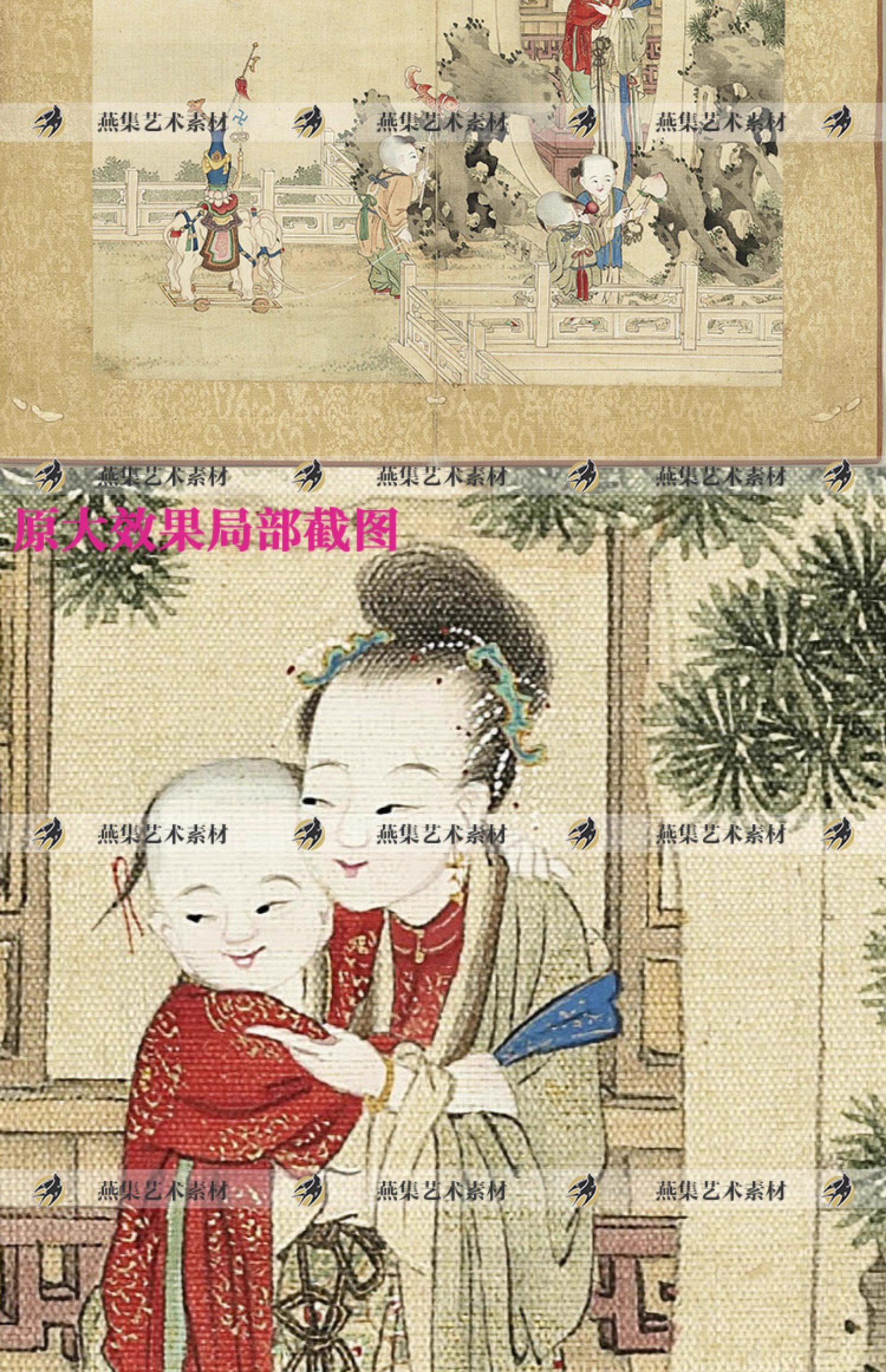 图片[4]-升平乐事图册12幅古代年节日宫廷画婴戏图工笔国画临摹高清图素材-美肚杀分享