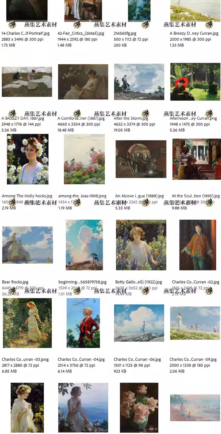 图片[5]-90幅，查尔斯柯伦Charles Courtney Curran油画作品集 绘画临摹图片素材-美肚杀分享