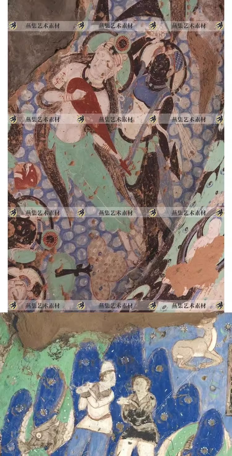 图片[6]-40幅，龟兹克孜尔壁画残片石窟岩彩画 电子版美术参考临摹图片资料素材-美肚杀分享