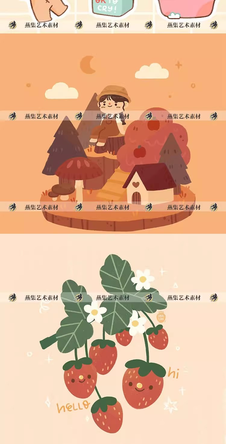 图片[6]-285幅，madebymalin插画师各种可爱Q版卡通人物动物品插画参考临摹素材-美肚杀分享