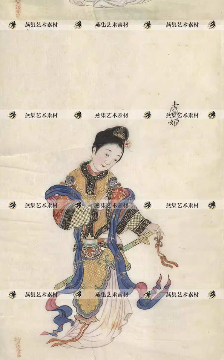图片[6]-20幅，古代美人图 清 周培春古画工笔仕女民间外销画仕女电子版图片素材-美肚杀分享