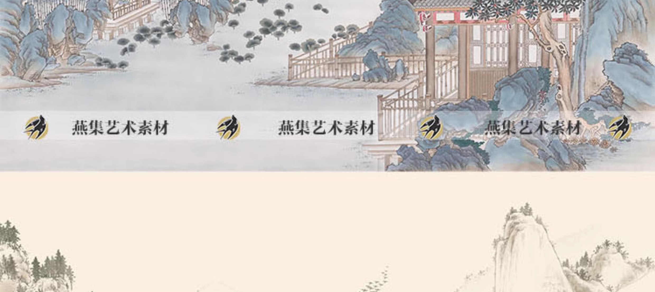 图片[5]-266幅，中式新中式手绘山水建筑竹子抽象古建壁纸壁画装饰画高清贴图素材-美肚杀分享