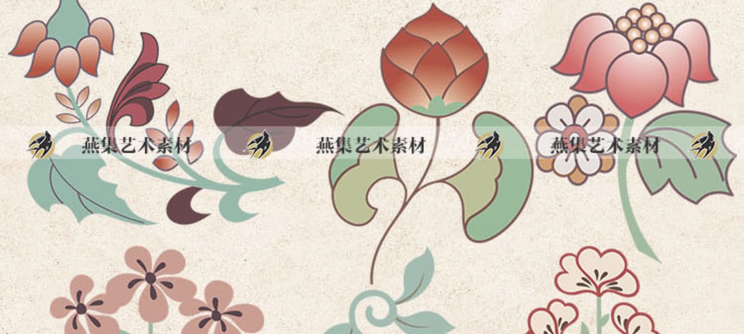 图片[5]-46款，敦煌飞天壁画花草配件古典中国风如意首饰图案纹样AI矢量设计素材-美肚杀分享