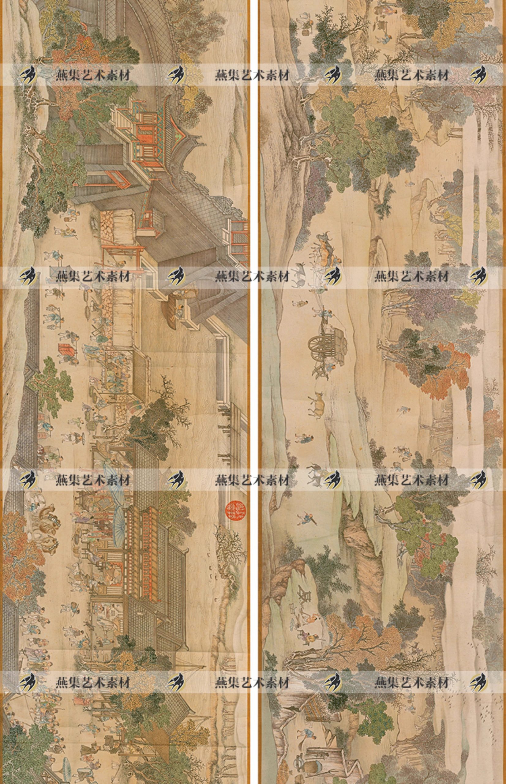 图片[6]-仿杨大章宋院本金陵图卷古代宋代街市人物山水画国画图片临摹素材-美肚杀分享