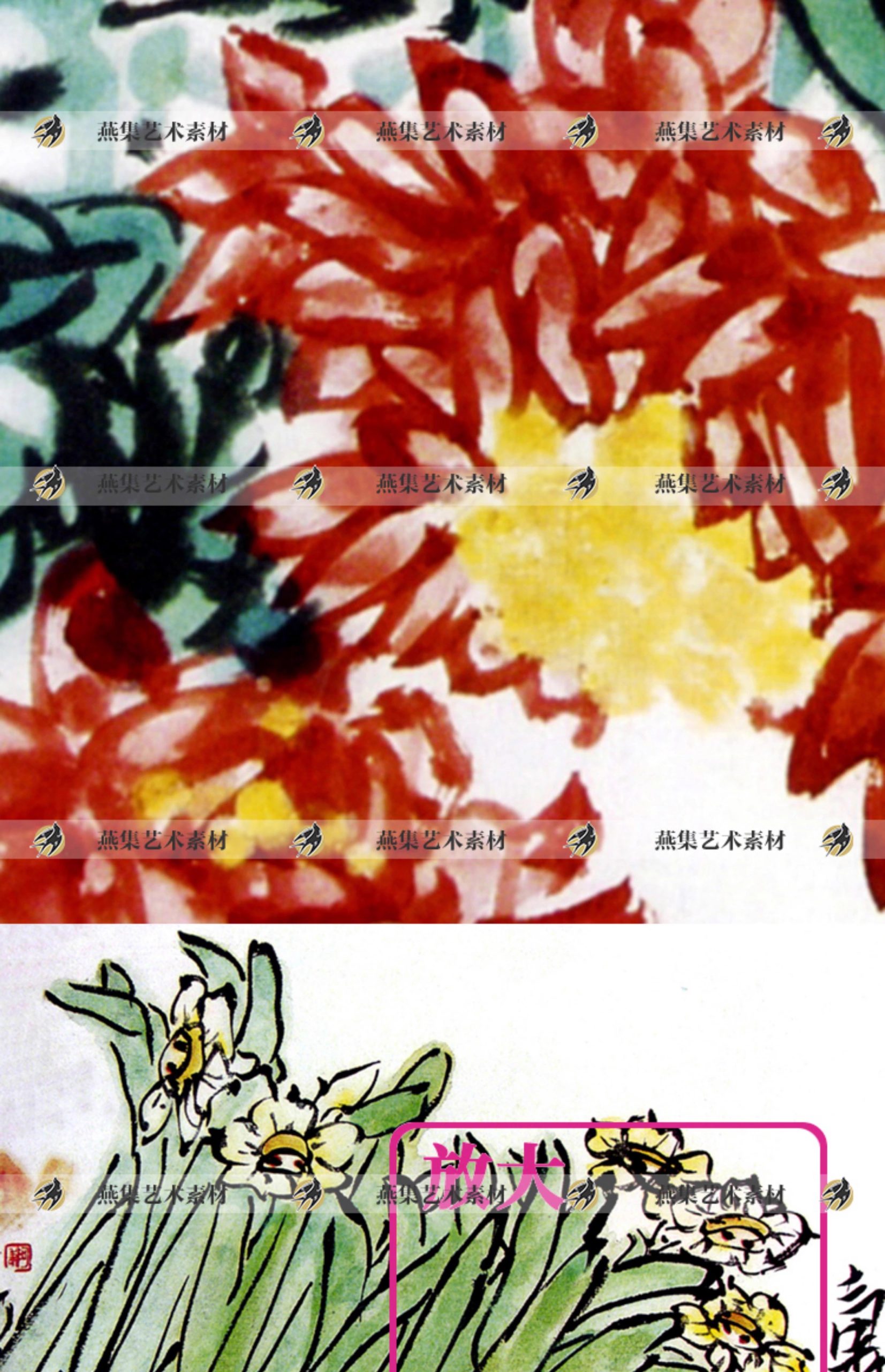 图片[6]-167幅，潘天寿写意国画花鸟画作品高清图片近现代绘画临摹资料图片素材-美肚杀分享