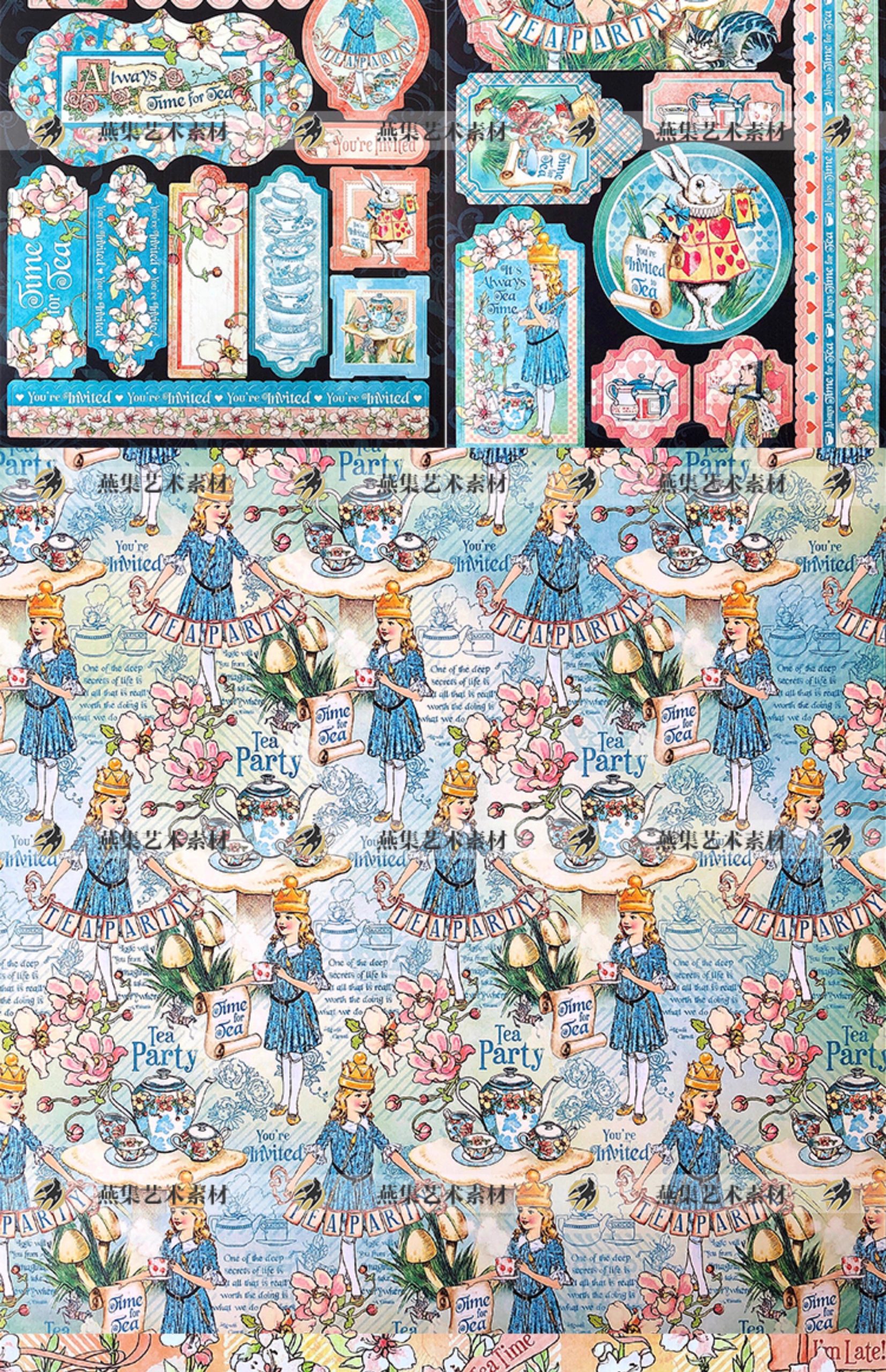 图片[6]-爱丽丝的下午茶主题素材Graphic45纸本Junk Journal手帐电子素材-美肚杀分享