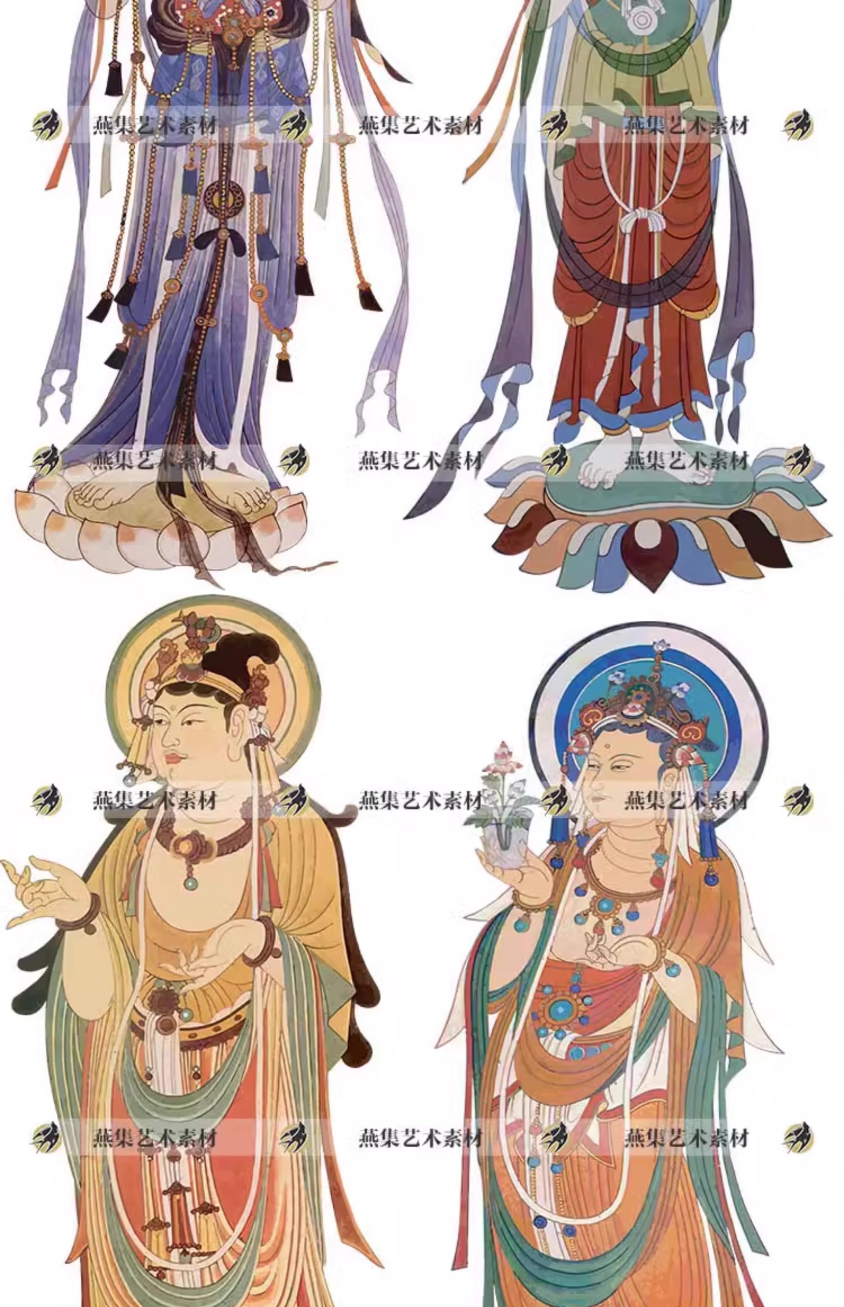 图片[6]-20款，敦煌莫高窟飞天壁画神话人物矢量图古典中式图案纹样设计参考素材-美肚杀分享