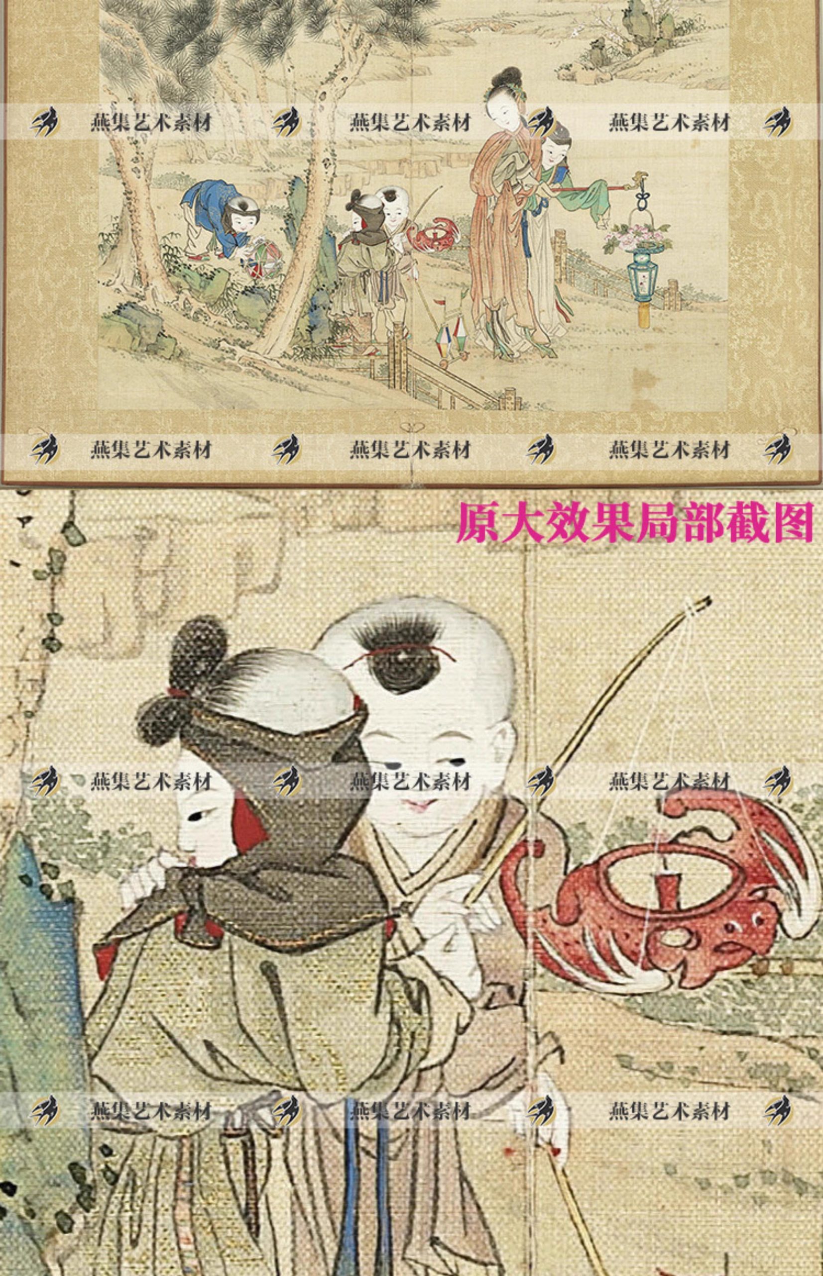 图片[6]-升平乐事图册12幅古代年节日宫廷画婴戏图工笔国画临摹高清图素材-美肚杀分享