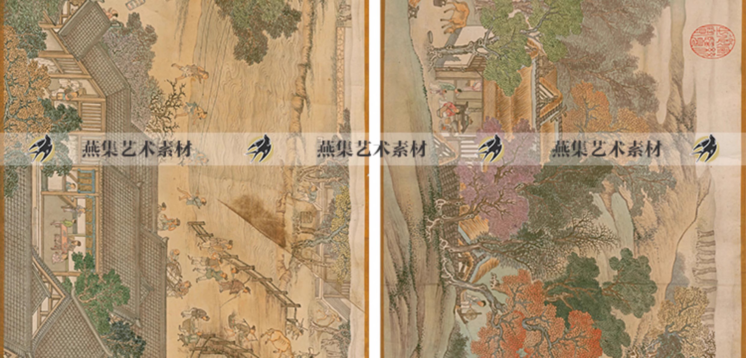 图片[7]-仿杨大章宋院本金陵图卷古代宋代街市人物山水画国画图片临摹素材-美肚杀分享