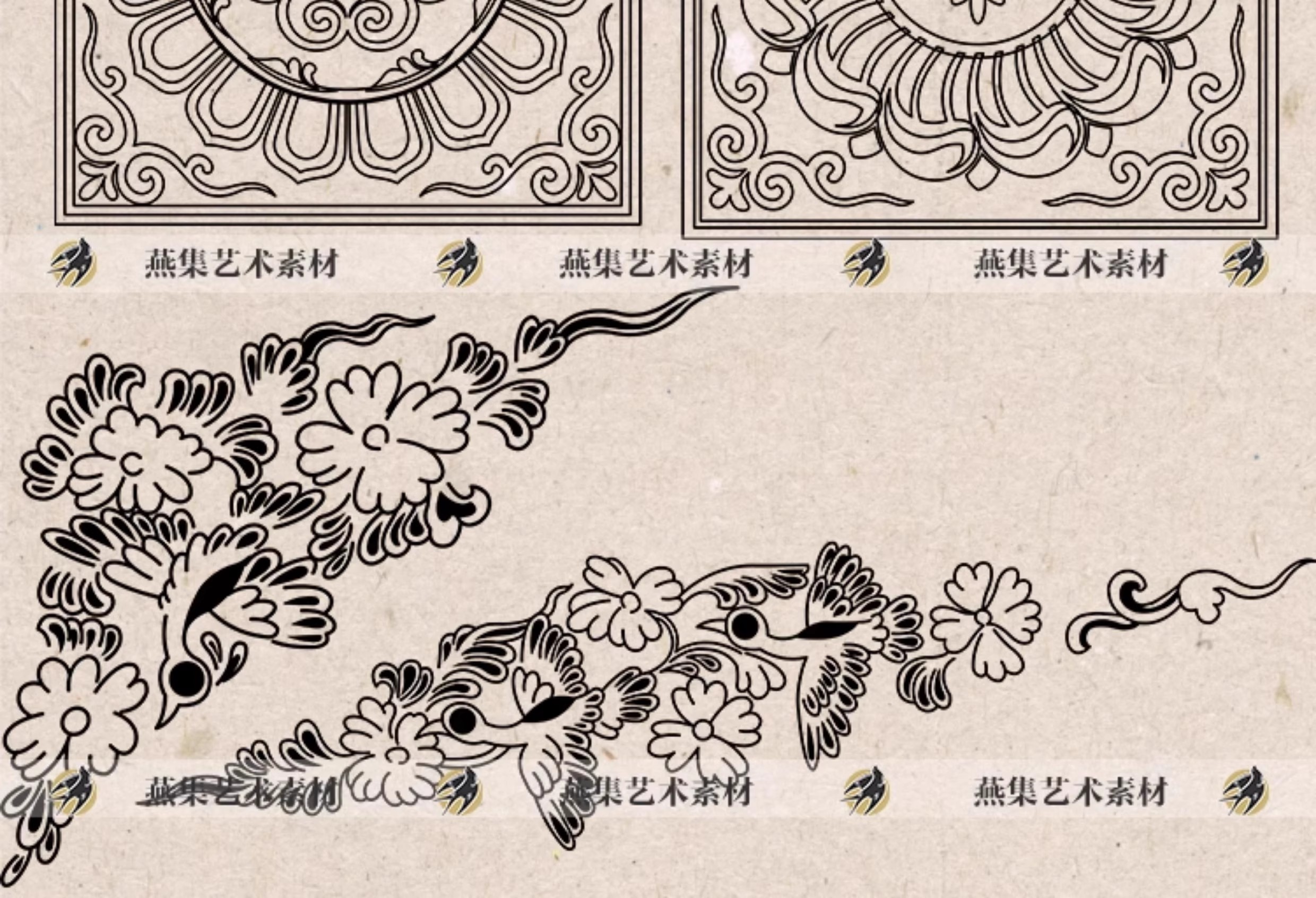 图片[7]-48款，敦煌莫高窟藻井平棋图案纹样线描线稿花纹矢量图片png免抠图素材-美肚杀分享
