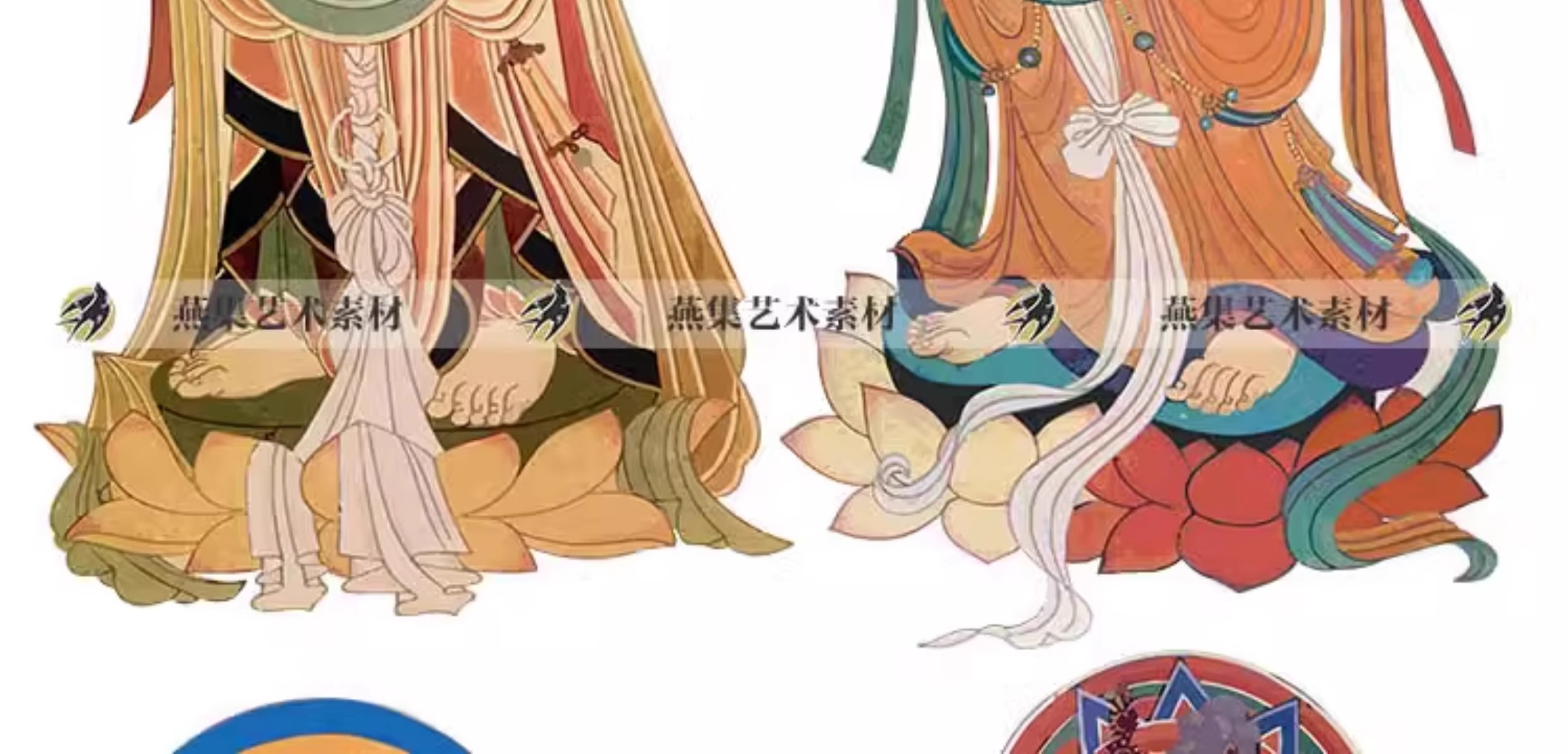 图片[7]-20款，敦煌莫高窟飞天壁画神话人物矢量图古典中式图案纹样设计参考素材-美肚杀分享