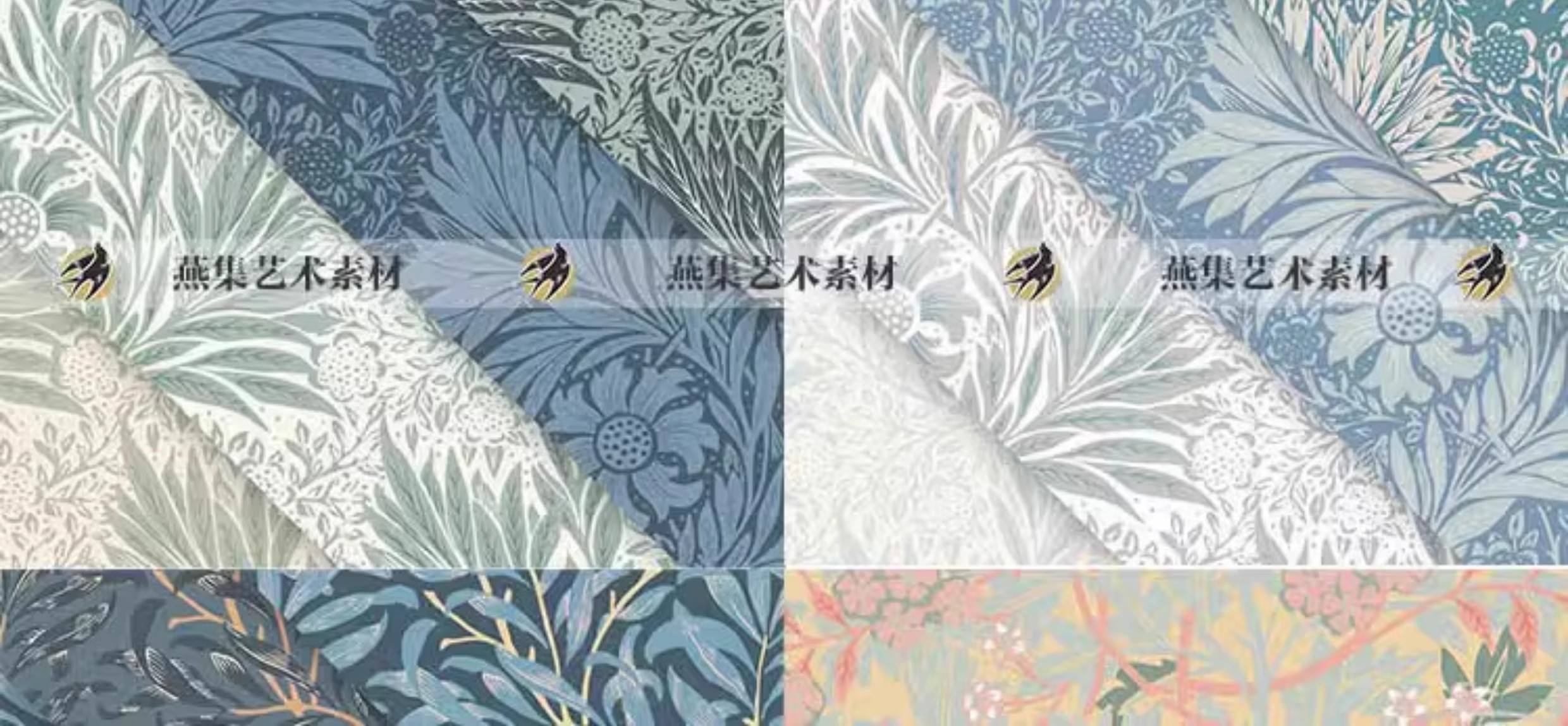 图片[9]-1574幅，威廉莫里斯复古矢量花纹花卉植物背景装饰画壁纸电子图片设计素材-美肚杀分享