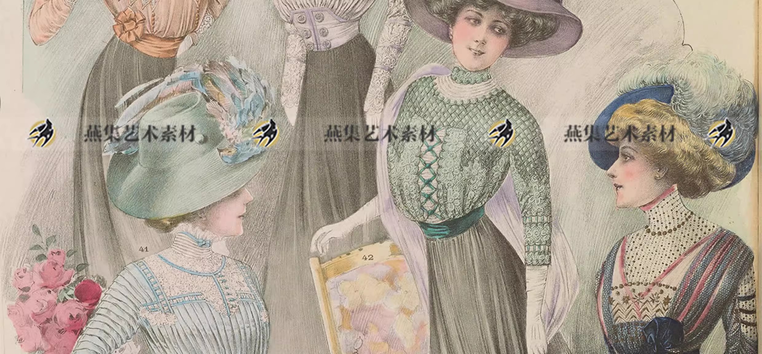 图片[9]-271幅，18至19世纪欧美时尚服饰欧洲复古服装参考临摹资料电子图手账素材-美肚杀分享