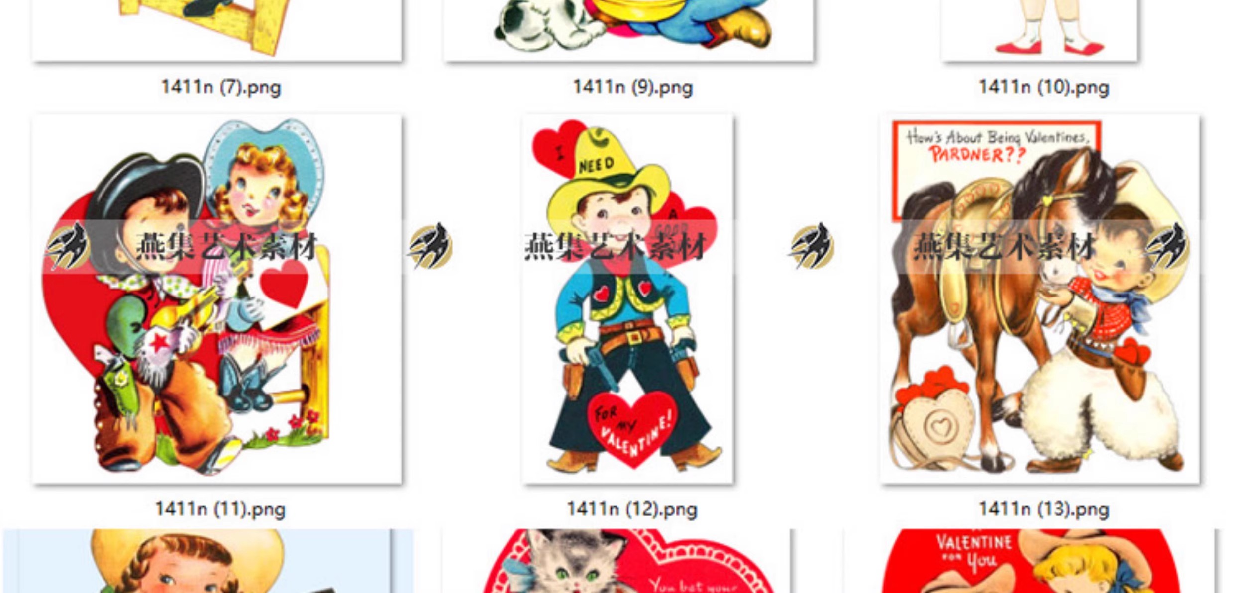 图片[7]-1188幅，复古童话插画爱心昭和卡通动物猫狗png免抠图vintage电子手帐素材-美肚杀分享
