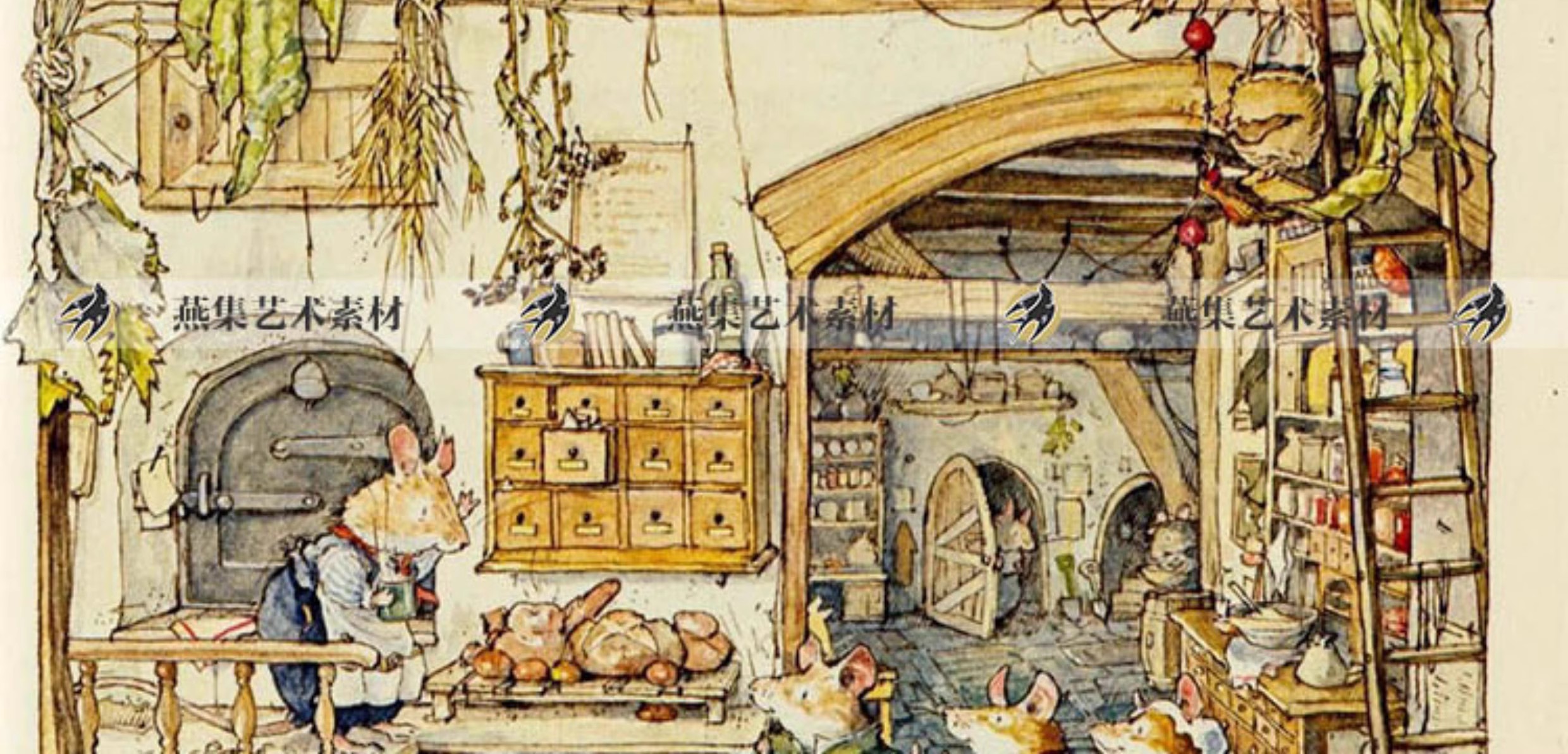图片[7]-500幅，野蔷薇村的故事吉尔巴克莲Jill Barklem春夏秋冬复古插画图文素材-美肚杀分享