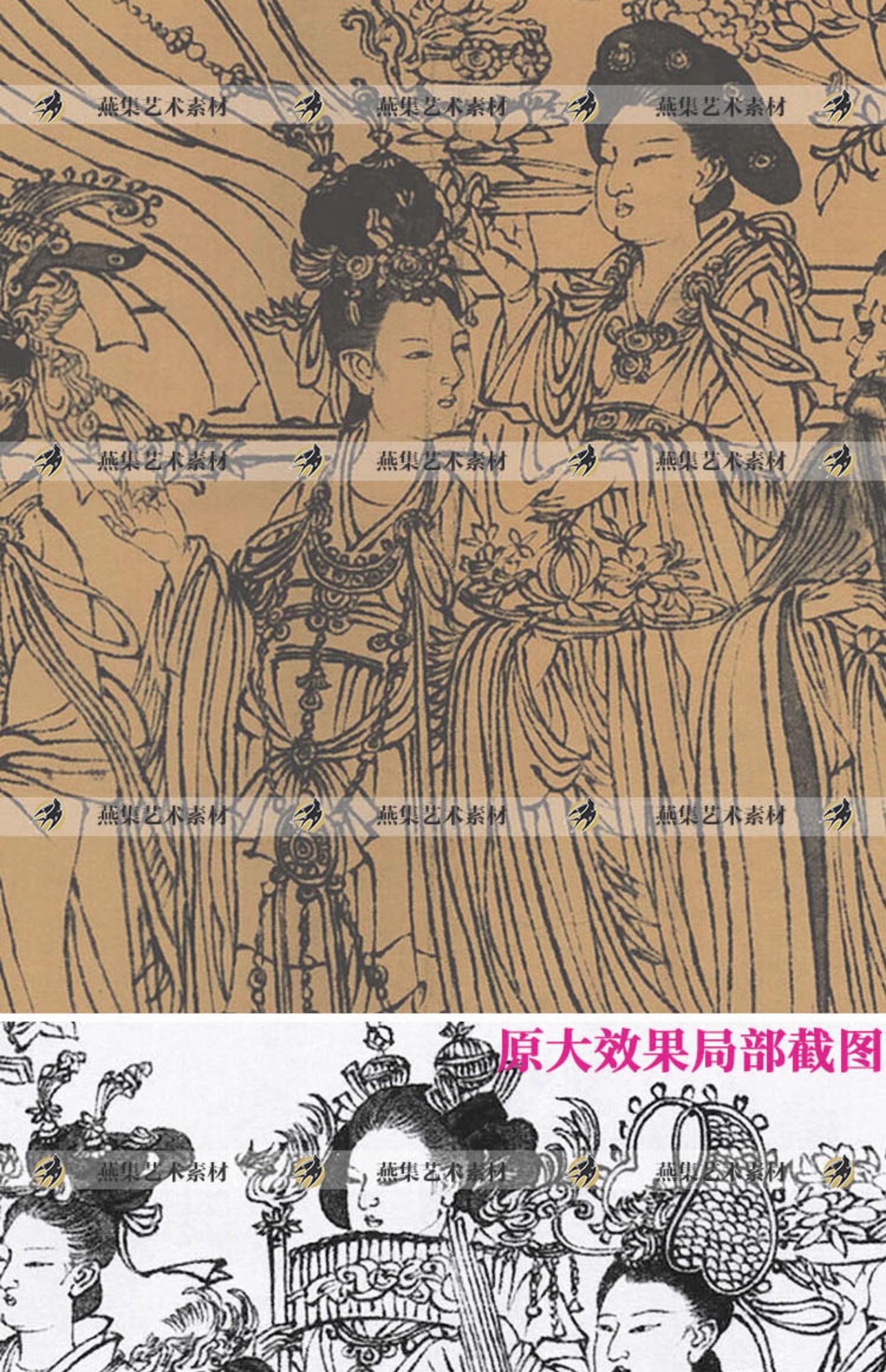 图片[8]-3幅，唐传吴道子八十七神仙卷线稿白描国画装饰打印高清电子版临摹素材-美肚杀分享