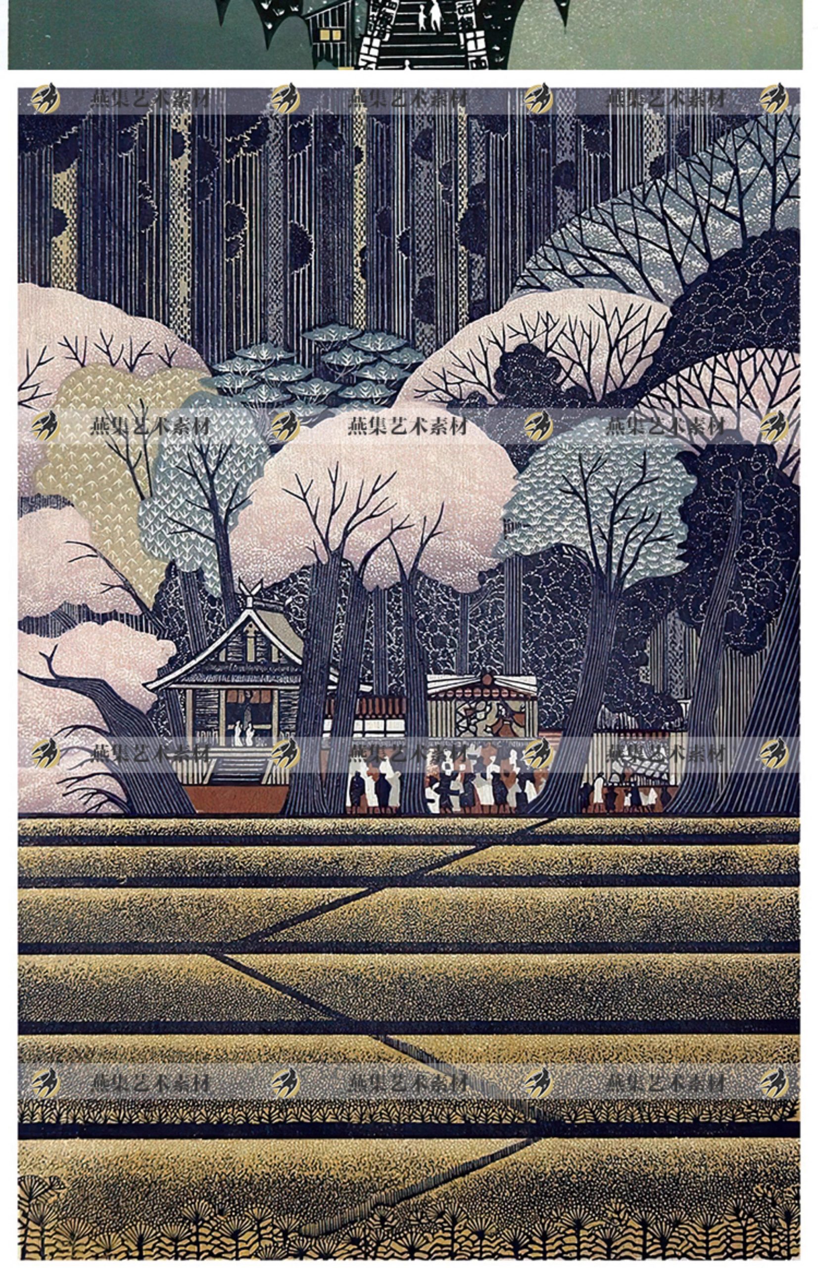 图片[8]-185幅，雷森村Ray Morimura日本木版画浮世绘风景装饰画木刻参考图片素材-美肚杀分享