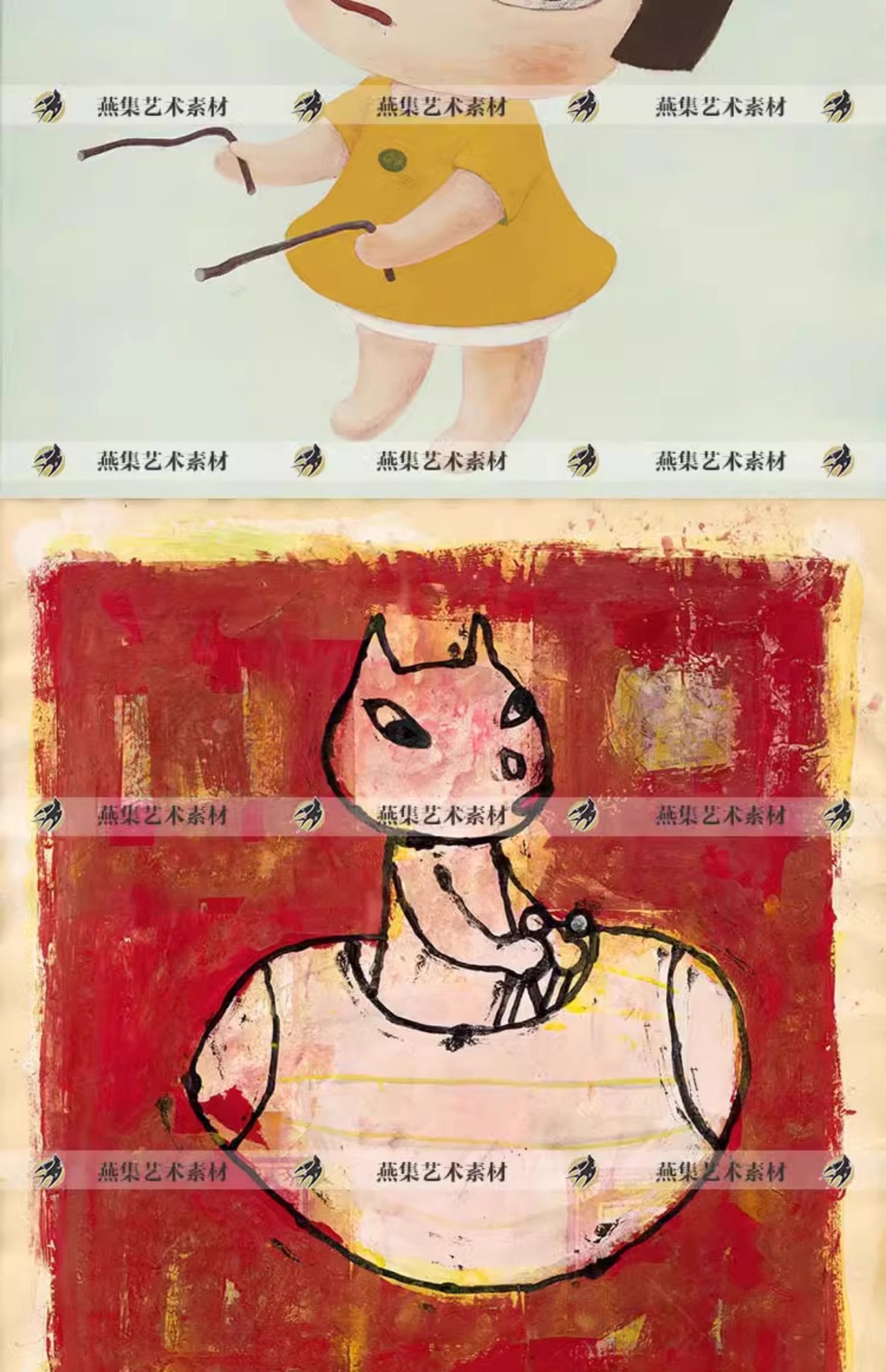 图片[8]-594张，奈良美智绘画集梦游娃娃日本插画卡通画芯高清素材电子版画册图库-美肚杀分享