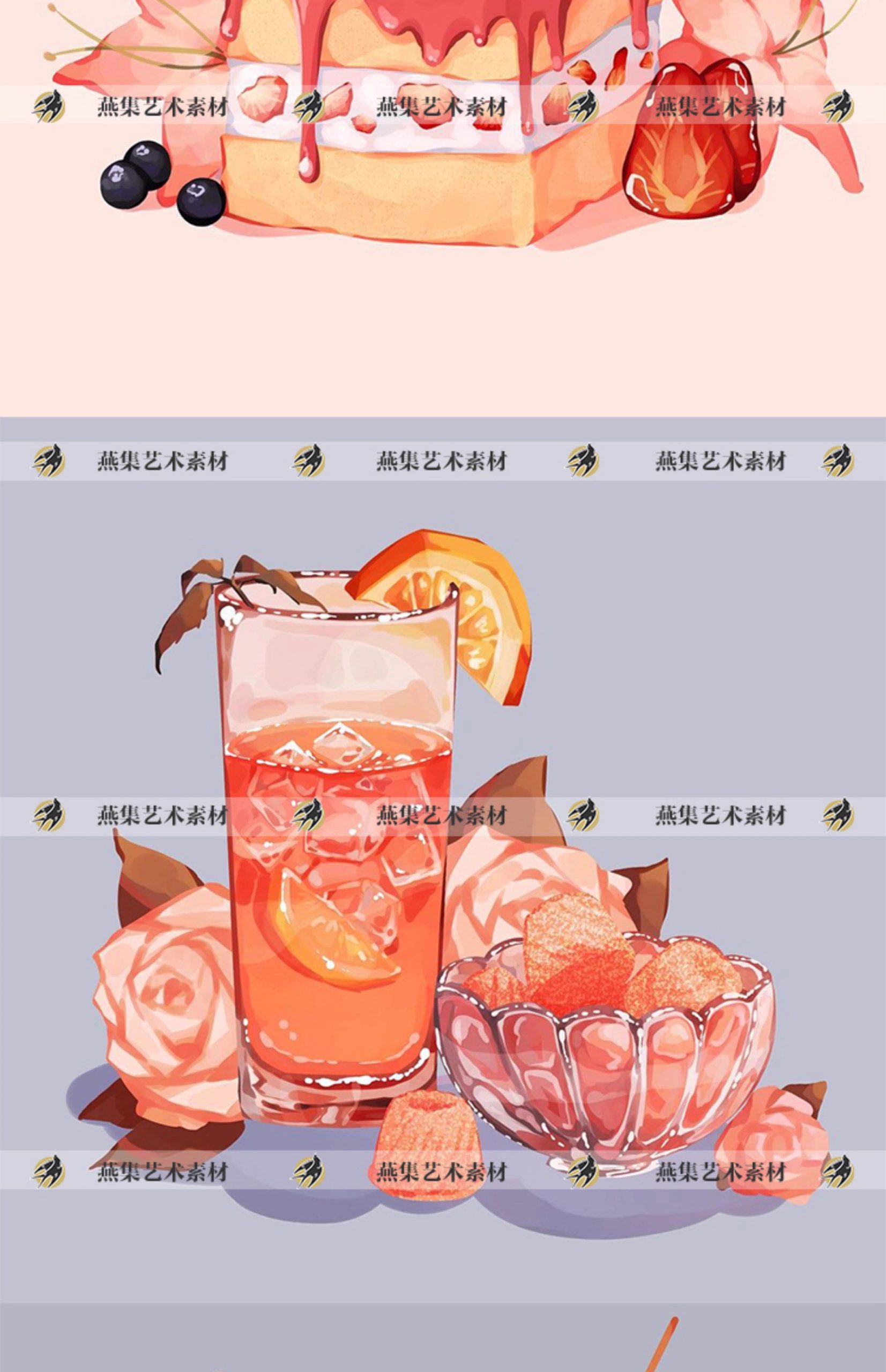 图片[8]-118幅，410水彩美食插画师mmumechii水彩插画美食寿司甜点菜品手绘素材-美肚杀分享