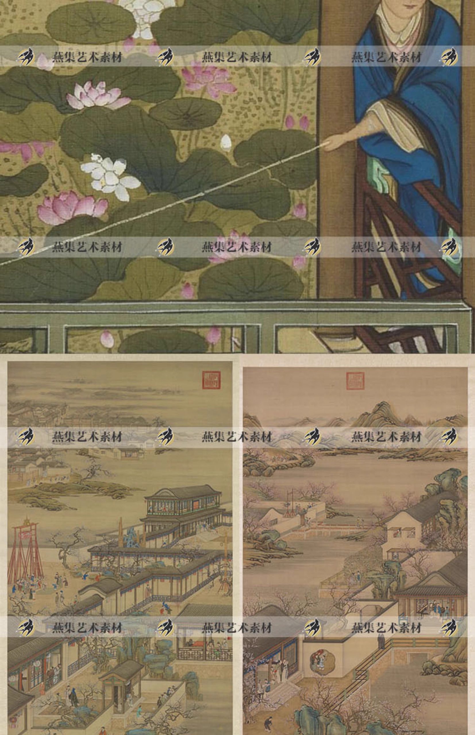 图片[8]-12幅，十二月令图古代民俗风俗端午龙舟赛时令节气绘画工笔画大图片素材-美肚杀分享