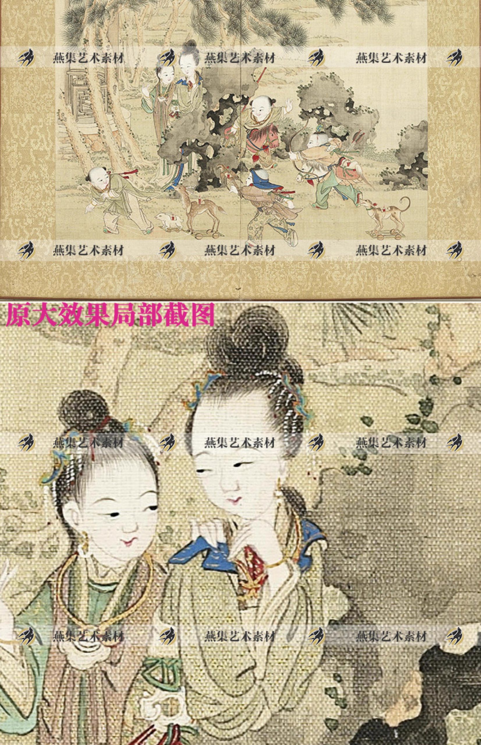 图片[8]-升平乐事图册12幅古代年节日宫廷画婴戏图工笔国画临摹高清图素材-美肚杀分享