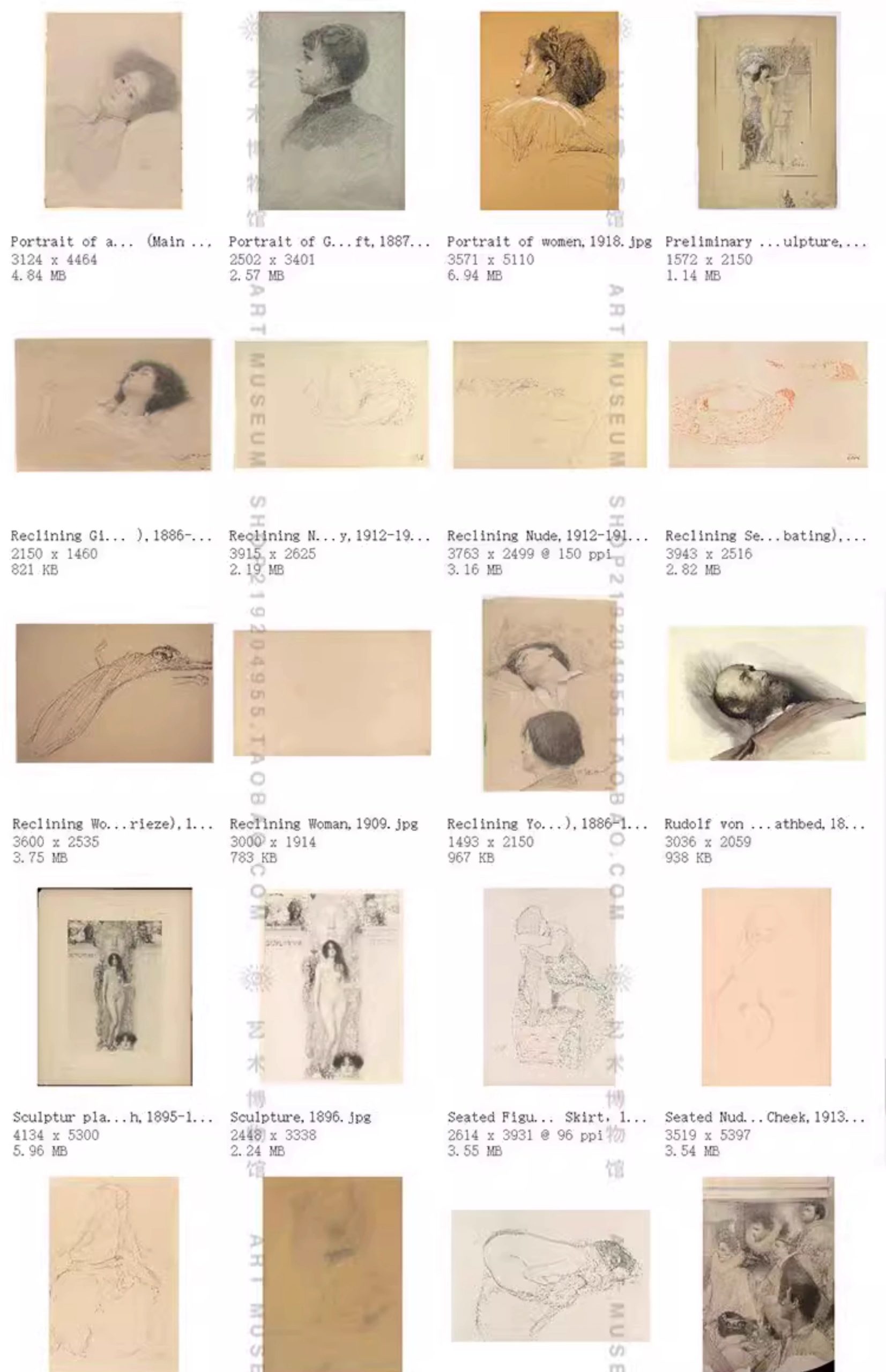 图片[8]-135幅，克里姆特Gustav Klimt 高清素描速写电子版绘画临摹参考资料素材-美肚杀分享