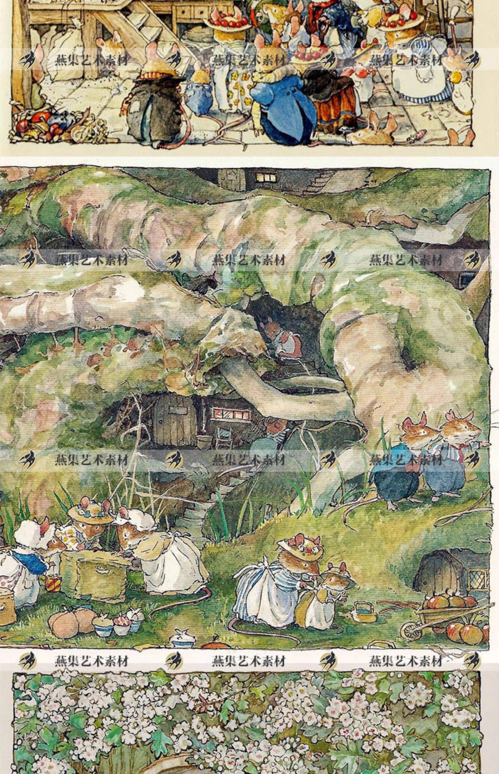 图片[8]-500幅，野蔷薇村的故事吉尔巴克莲Jill Barklem春夏秋冬复古插画图文素材-美肚杀分享