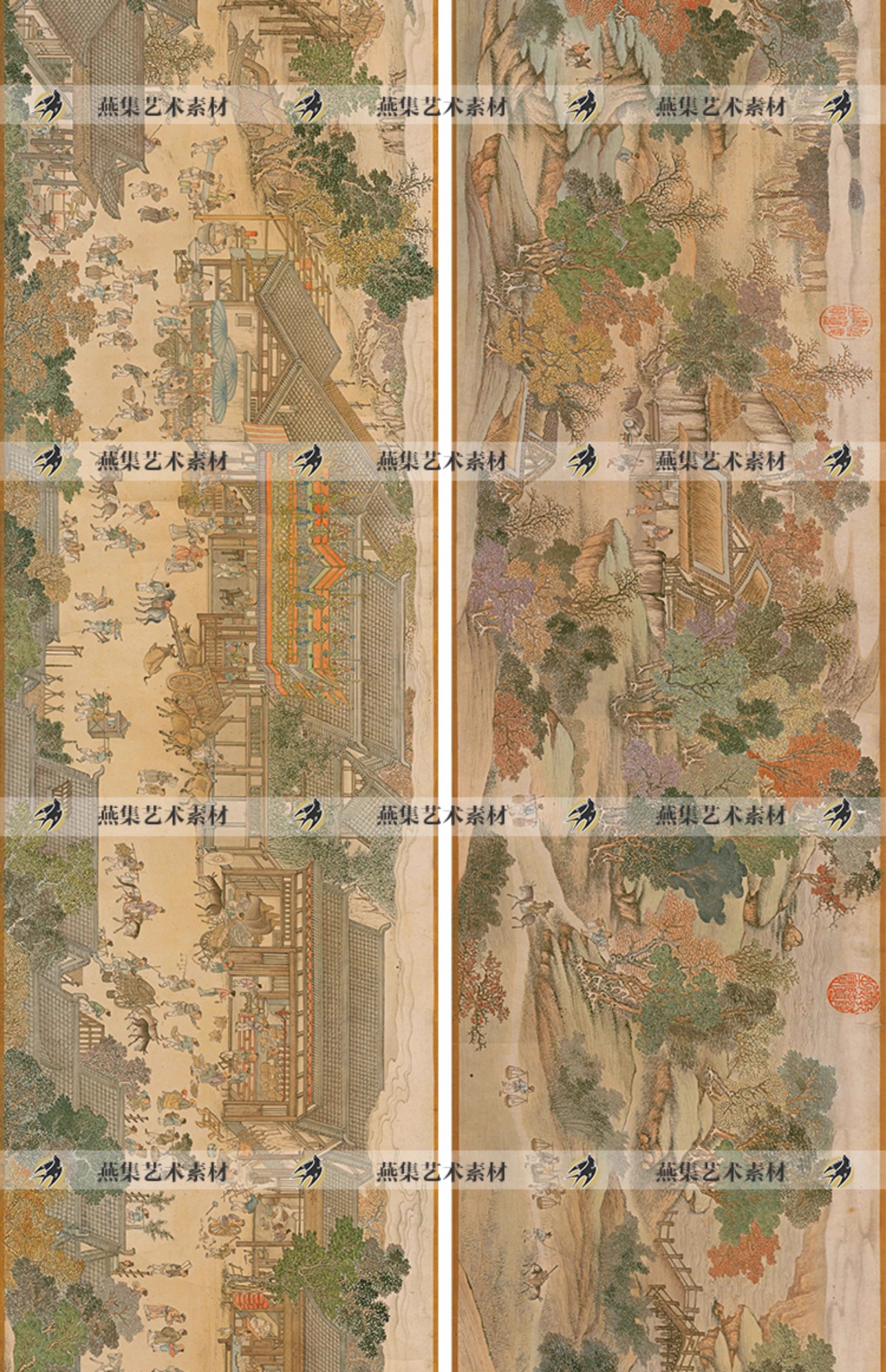 图片[8]-仿杨大章宋院本金陵图卷古代宋代街市人物山水画国画图片临摹素材-美肚杀分享