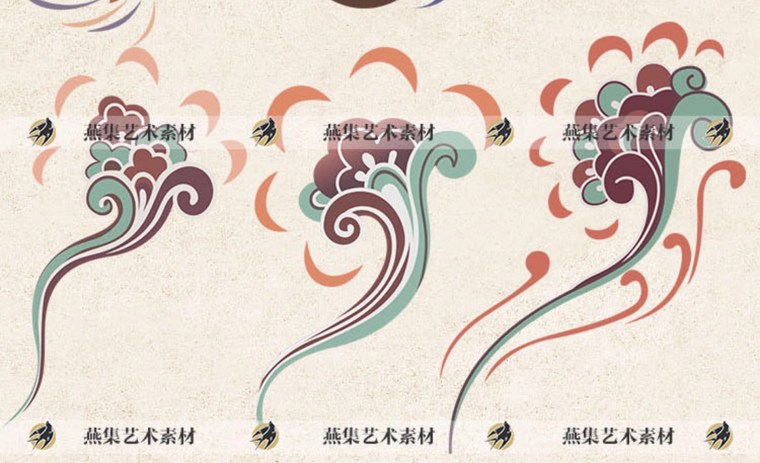 图片[9]-46款，敦煌飞天壁画花草配件古典中国风如意首饰图案纹样AI矢量设计素材-美肚杀分享