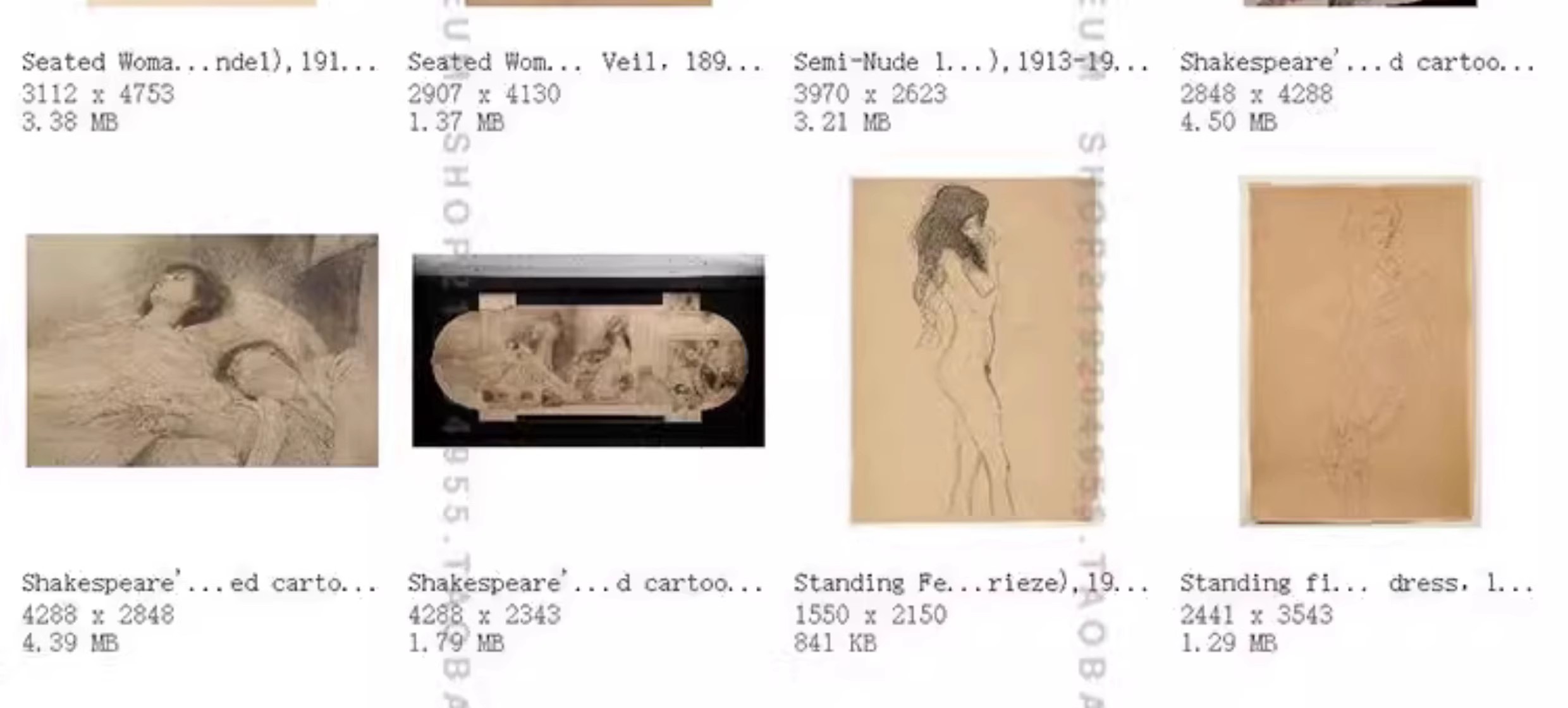 图片[9]-135幅，克里姆特Gustav Klimt 高清素描速写电子版绘画临摹参考资料素材-美肚杀分享