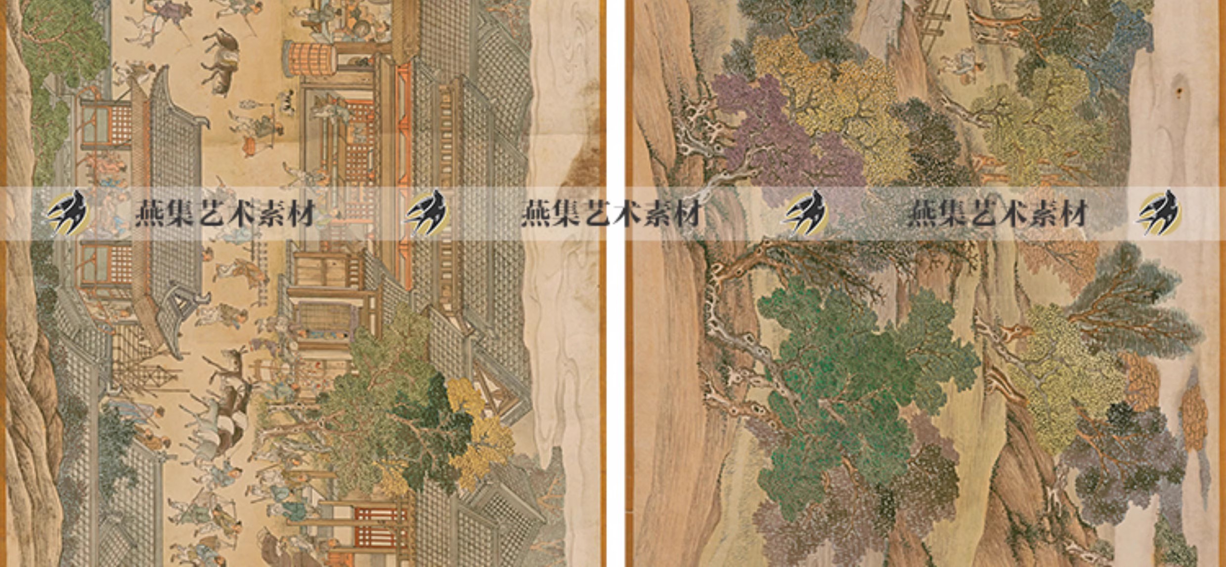图片[9]-仿杨大章宋院本金陵图卷古代宋代街市人物山水画国画图片临摹素材-美肚杀分享