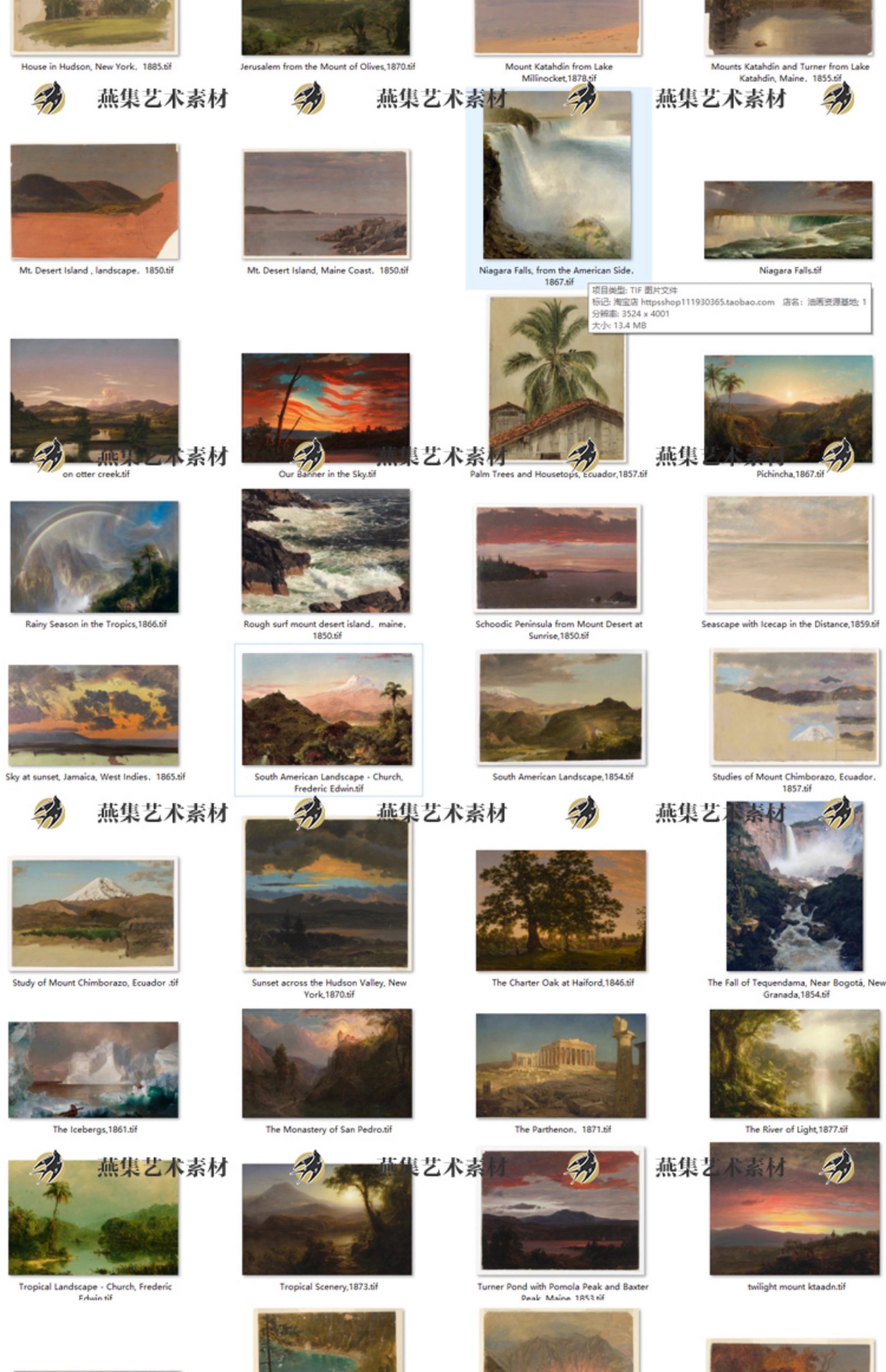 图片[10]-115幅，弗雷德里克·埃德温·丘奇Edwin Church风景油画高清电子图片素材-美肚杀分享