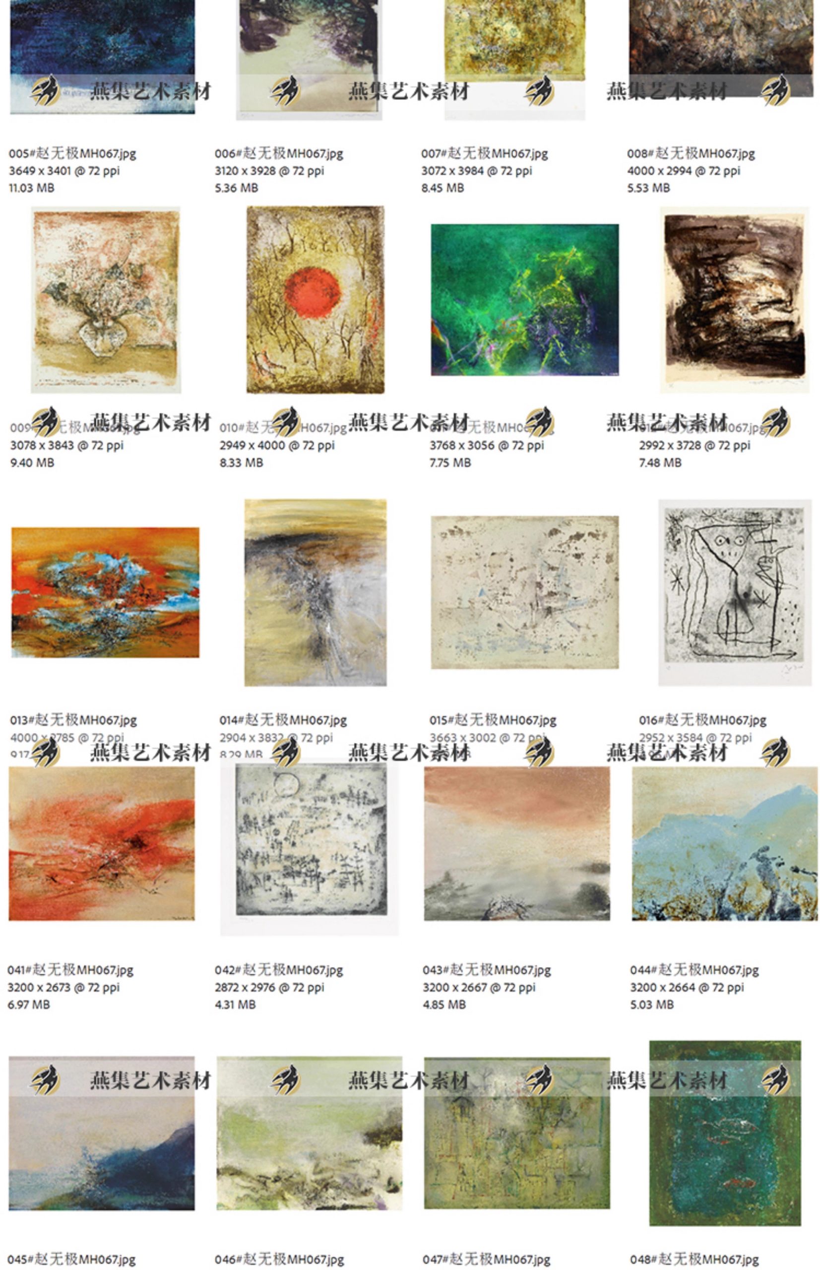 图片[10]-184幅，赵无极油画作品装饰画芯喷绘打印艺术抽象绘画参考教学临摹素材-美肚杀分享