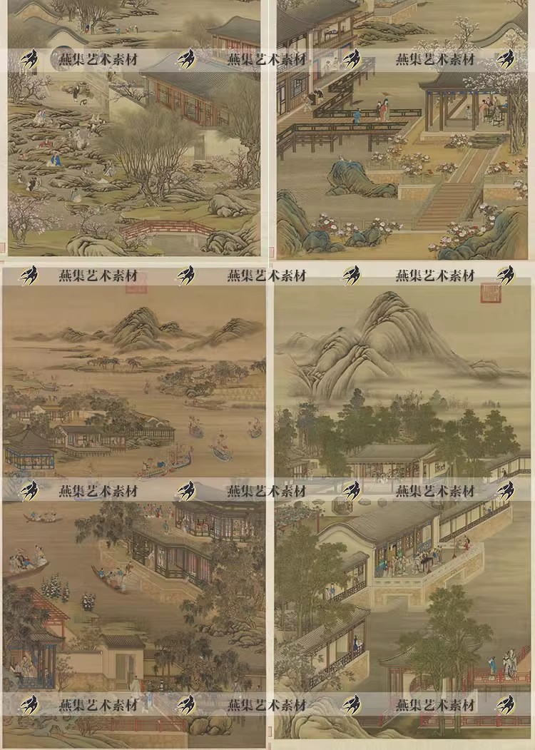 图片[10]-12幅，十二月令图古代民俗风俗端午龙舟赛时令节气绘画工笔画大图片素材-美肚杀分享