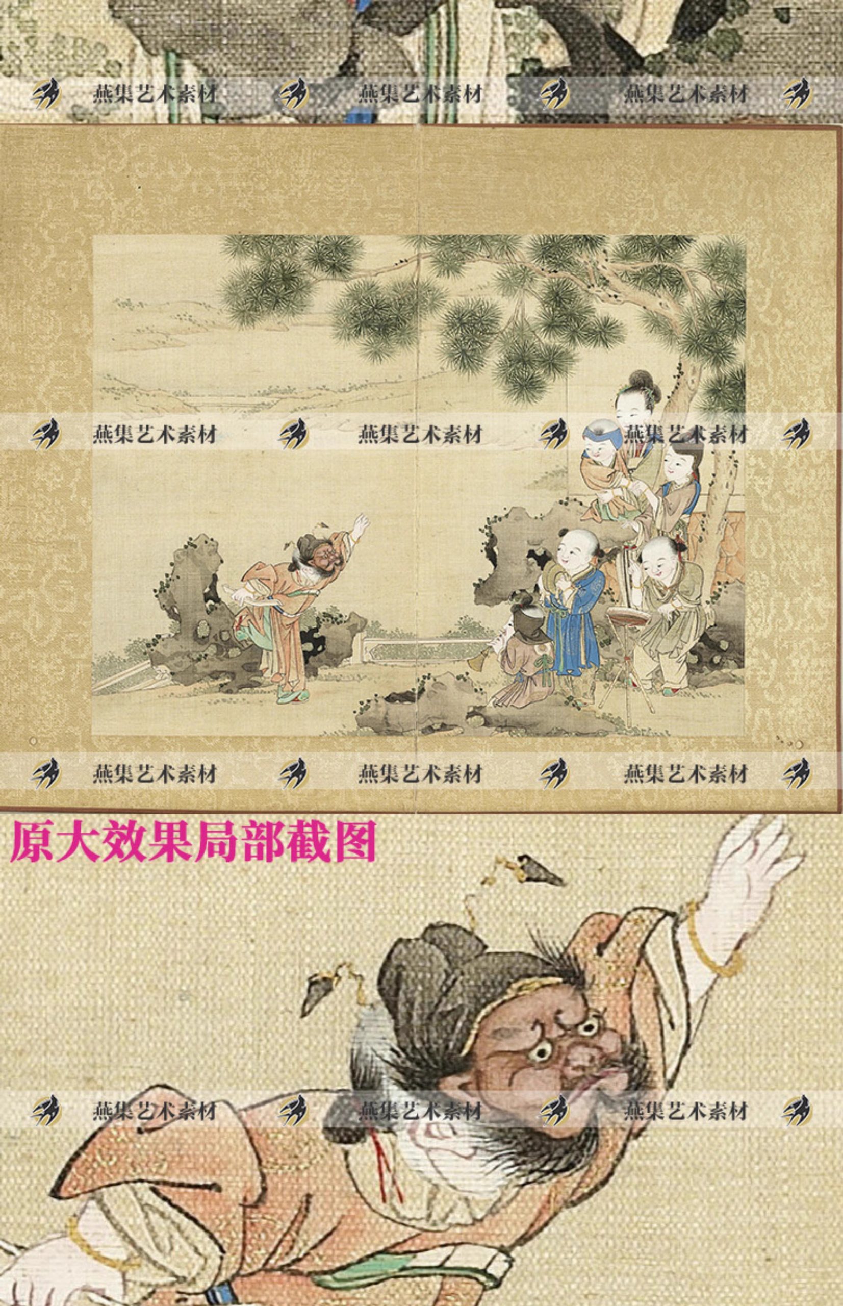 图片[10]-升平乐事图册12幅古代年节日宫廷画婴戏图工笔国画临摹高清图素材-美肚杀分享