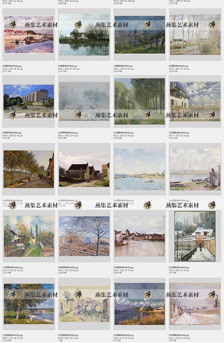 图片[10]-127幅，西斯莱油画作品高清图集 印象派风景绘画参考画册JPG大图画芯素材-美肚杀分享