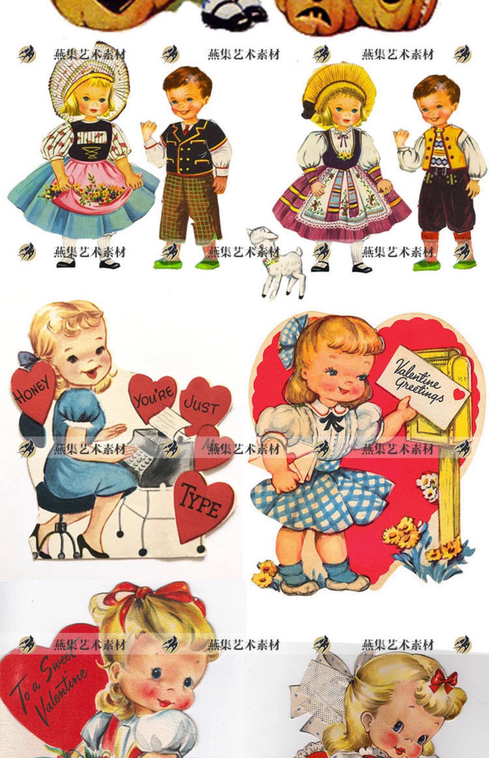 图片[10]-200幅，昭和娃娃jouk journal电子手账可爱婴童贴纸插画 vintage复古素材-美肚杀分享