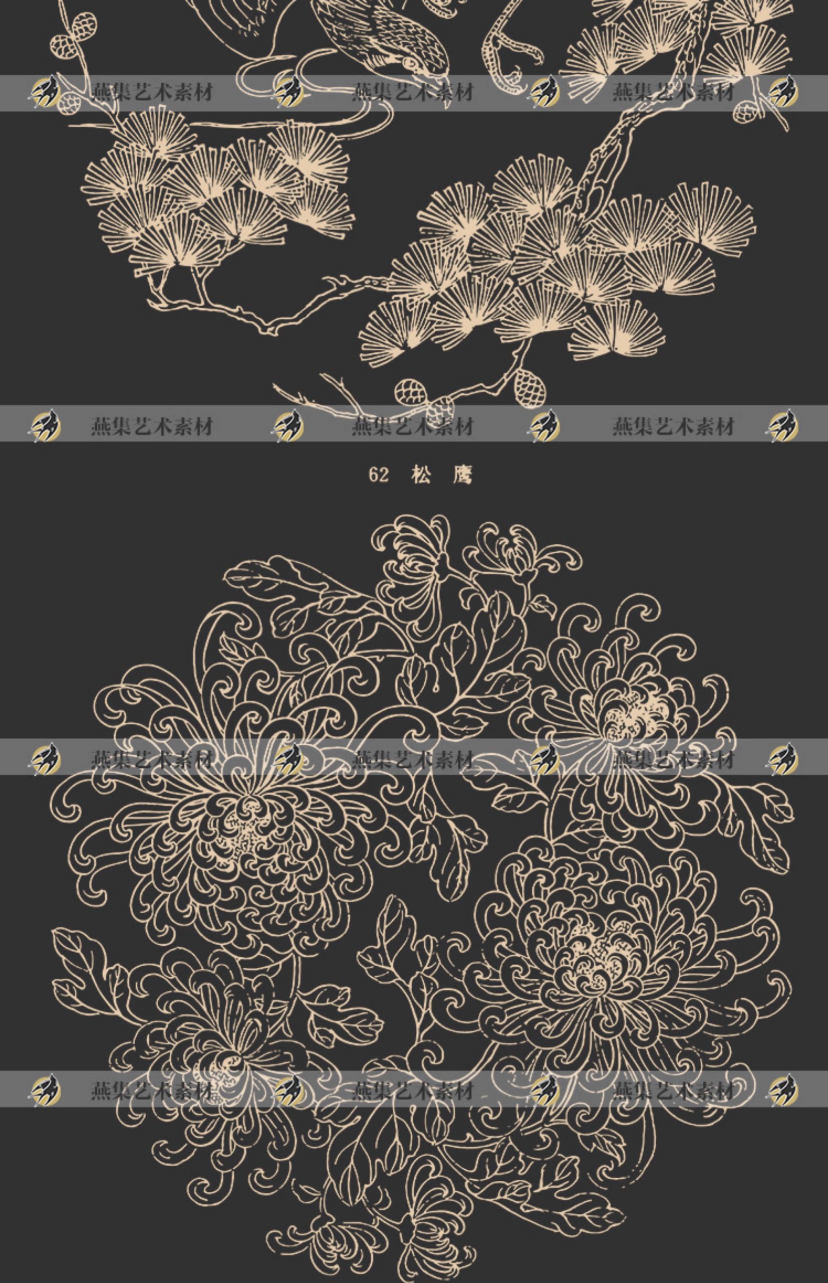 图片[10]-186幅，古典传统苏绣刺绣图案纹样龙凤鸳鸯孔雀AI矢量设计素材PNG免抠图-美肚杀分享