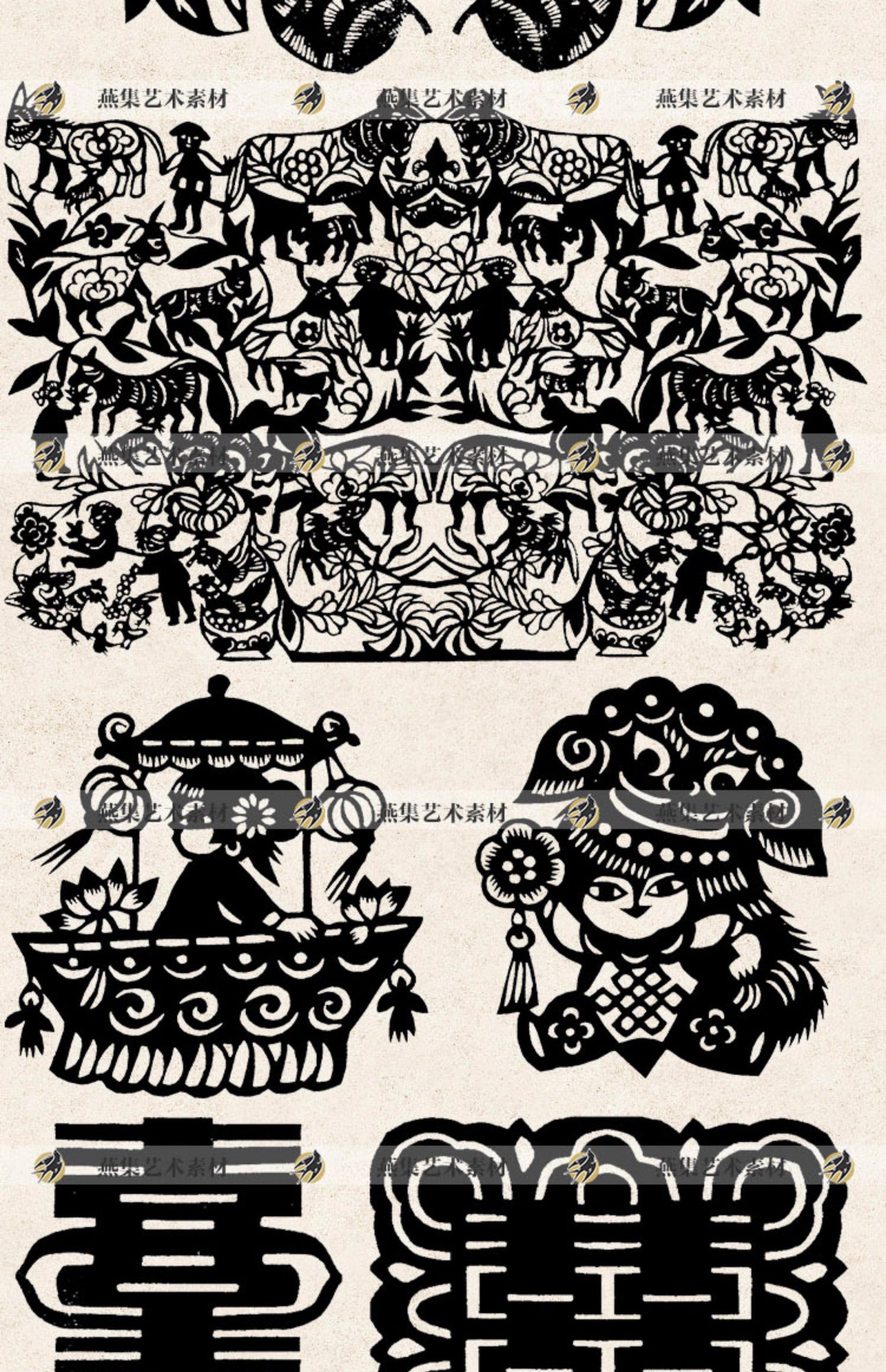 图片[10]-3797幅，中国风传统民间剪纸手工刻纸图样图案非遗文化AI矢量PNG设计素材-美肚杀分享