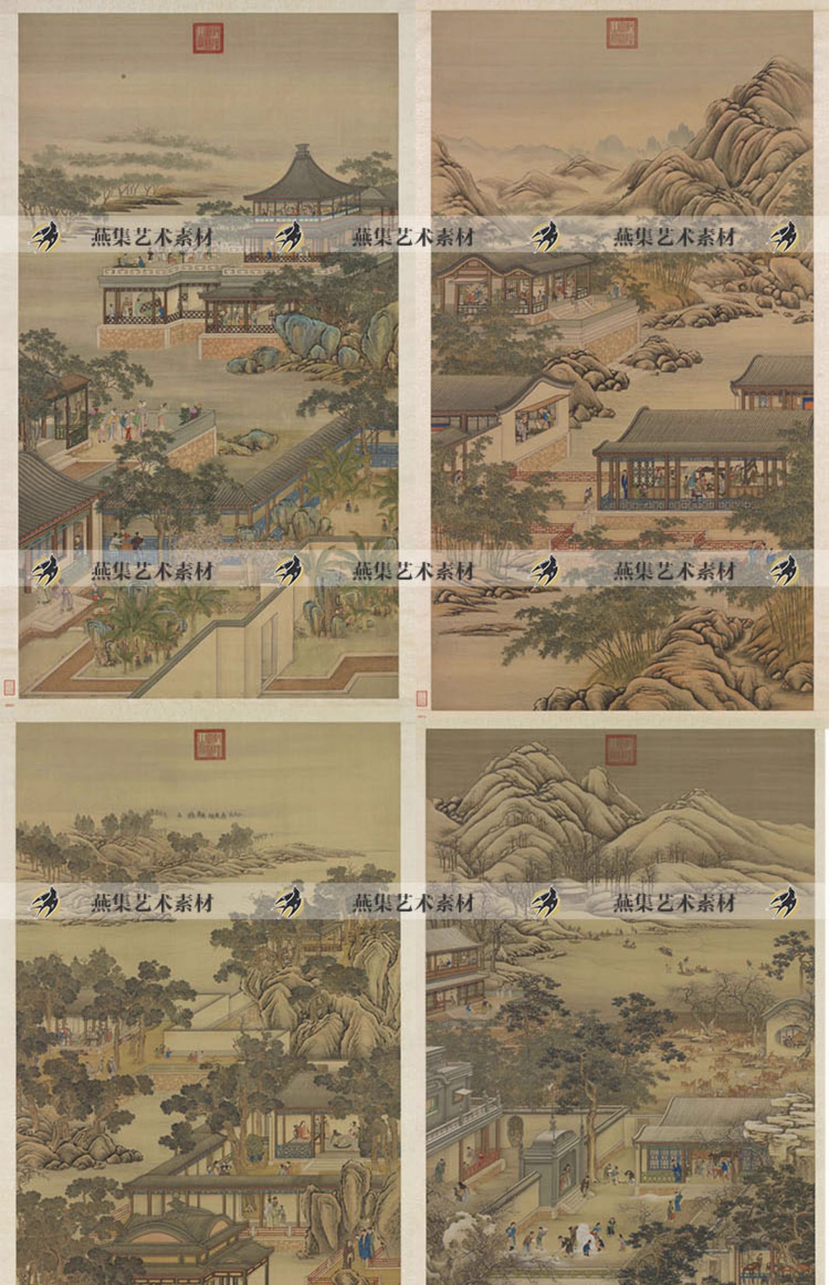 图片[11]-12幅，十二月令图古代民俗风俗端午龙舟赛时令节气绘画工笔画大图片素材-美肚杀分享