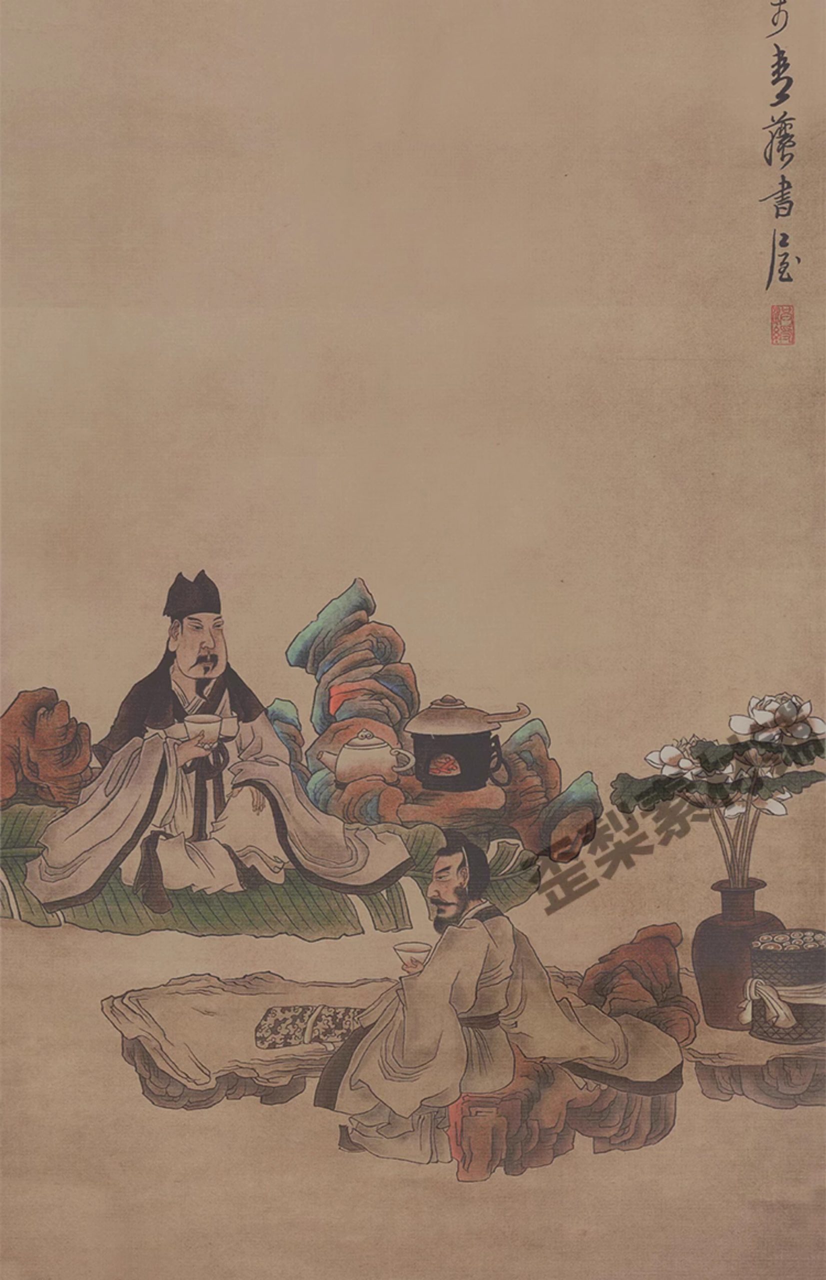 图片[11]-232幅，明 陈洪绶绘画作品合集 花鸟册荷花鸳鸯图蕉林酌酒图高清图片素材-美肚杀分享