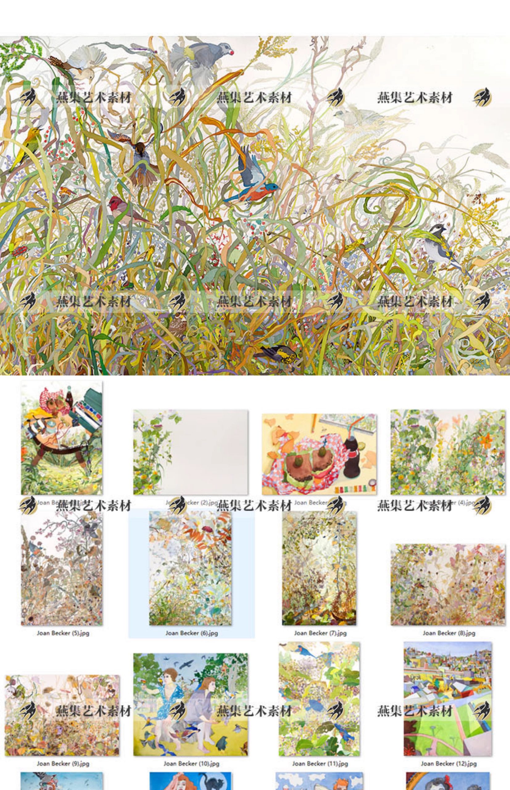图片[12]-100幅，Joan Becker水彩作品集人物花卉100张电子版图片水彩插画临摹素材-美肚杀分享