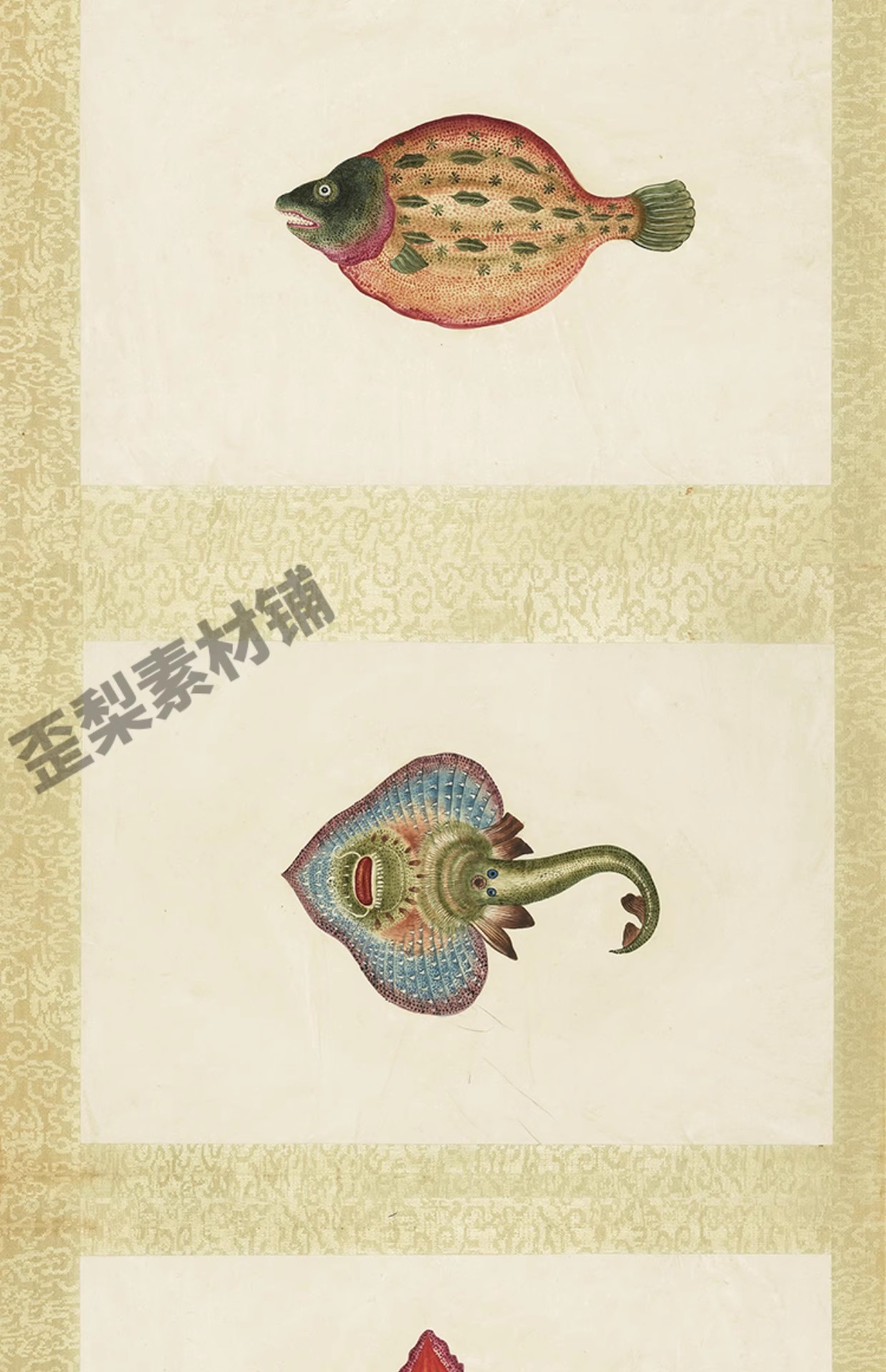 图片[12]-32幅，海怪图记清代古本中国海洋幻想水怪生物水族动物图鉴绘画图片素材-美肚杀分享