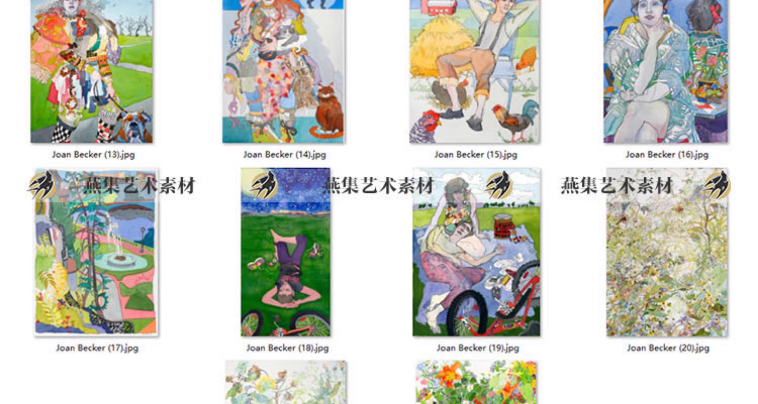 图片[13]-100幅，Joan Becker水彩作品集人物花卉100张电子版图片水彩插画临摹素材-美肚杀分享