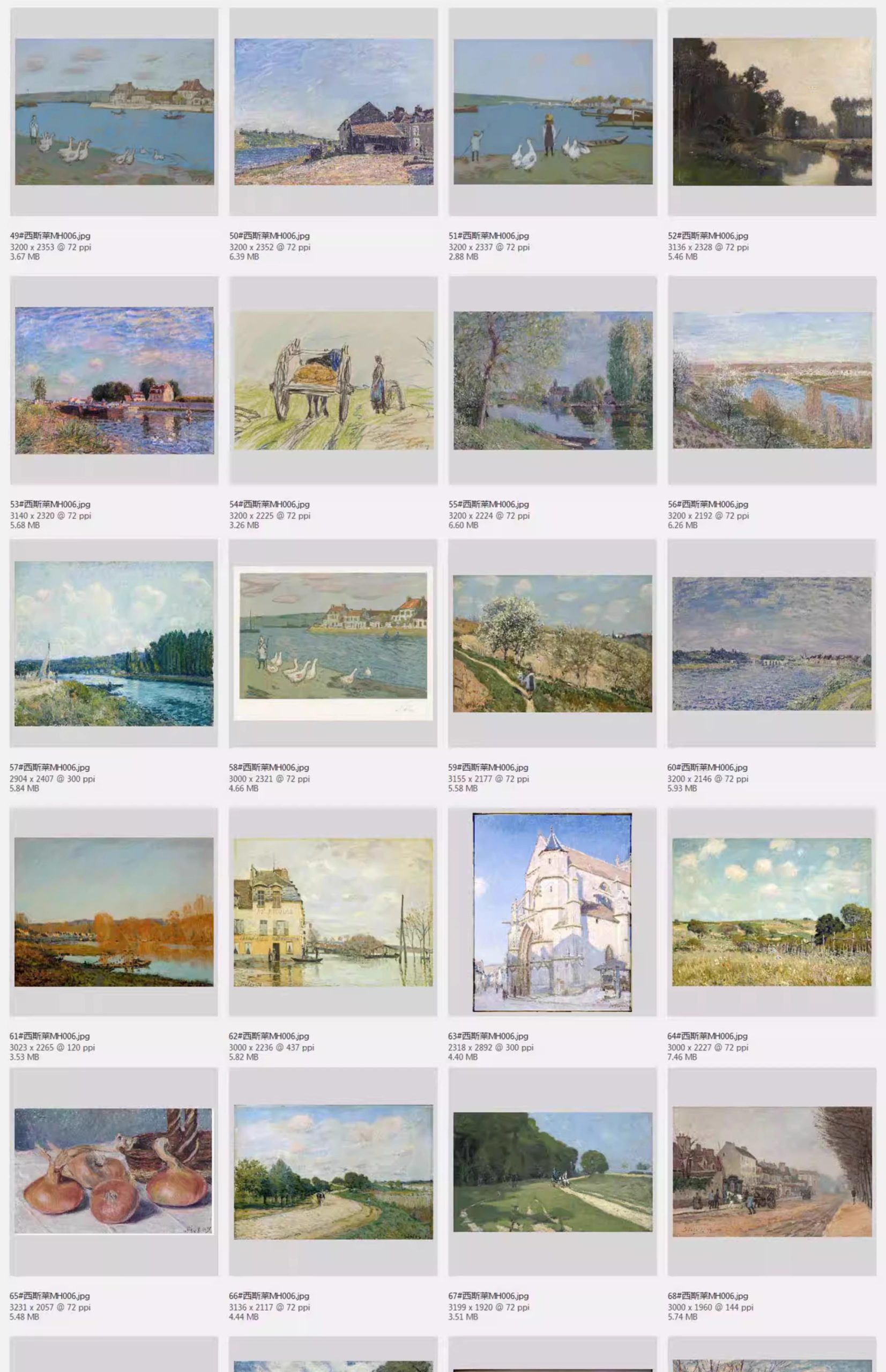 图片[13]-127幅，西斯莱油画作品高清图集 印象派风景绘画参考画册JPG大图画芯素材-美肚杀分享