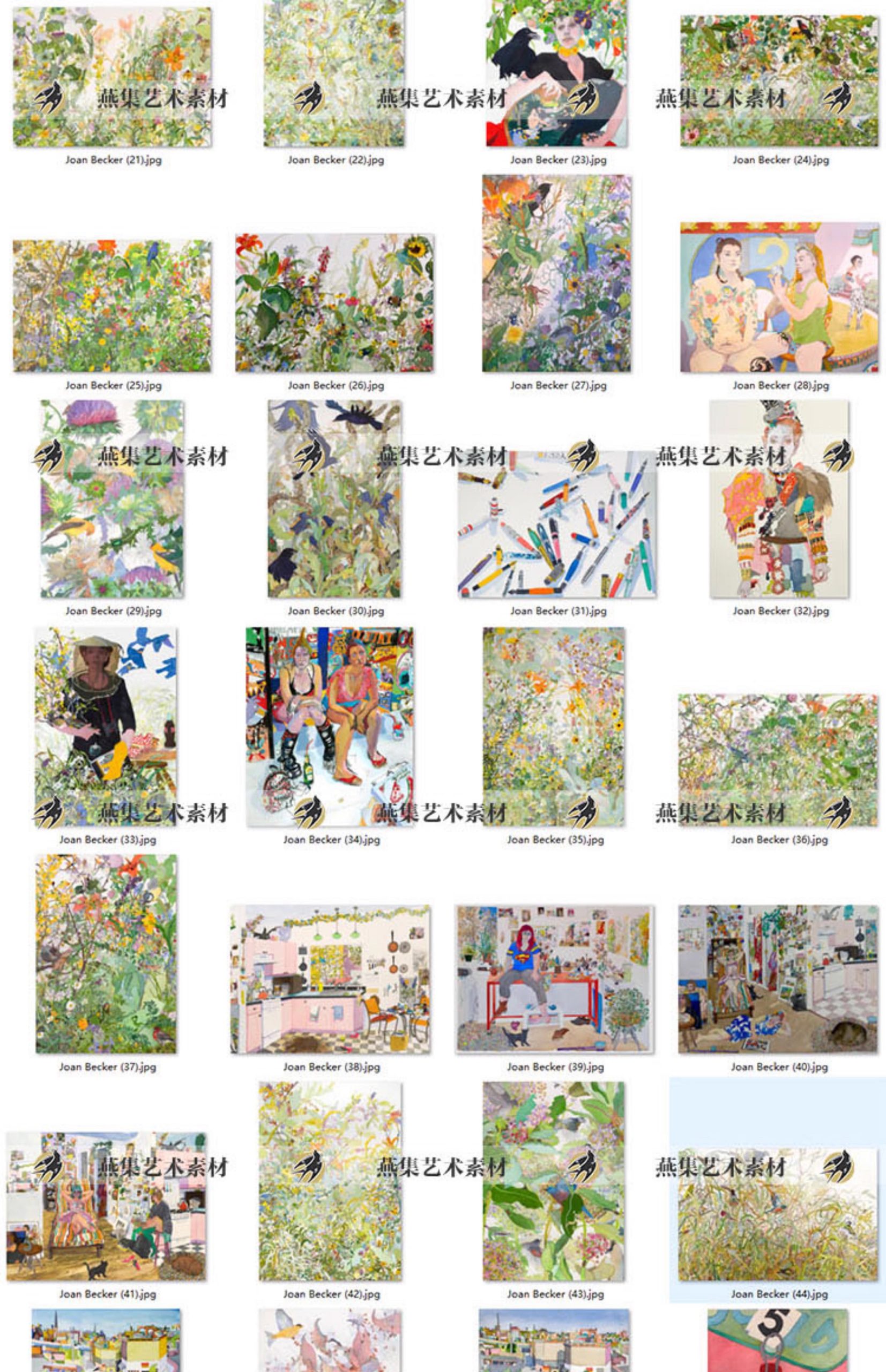 图片[14]-100幅，Joan Becker水彩作品集人物花卉100张电子版图片水彩插画临摹素材-美肚杀分享
