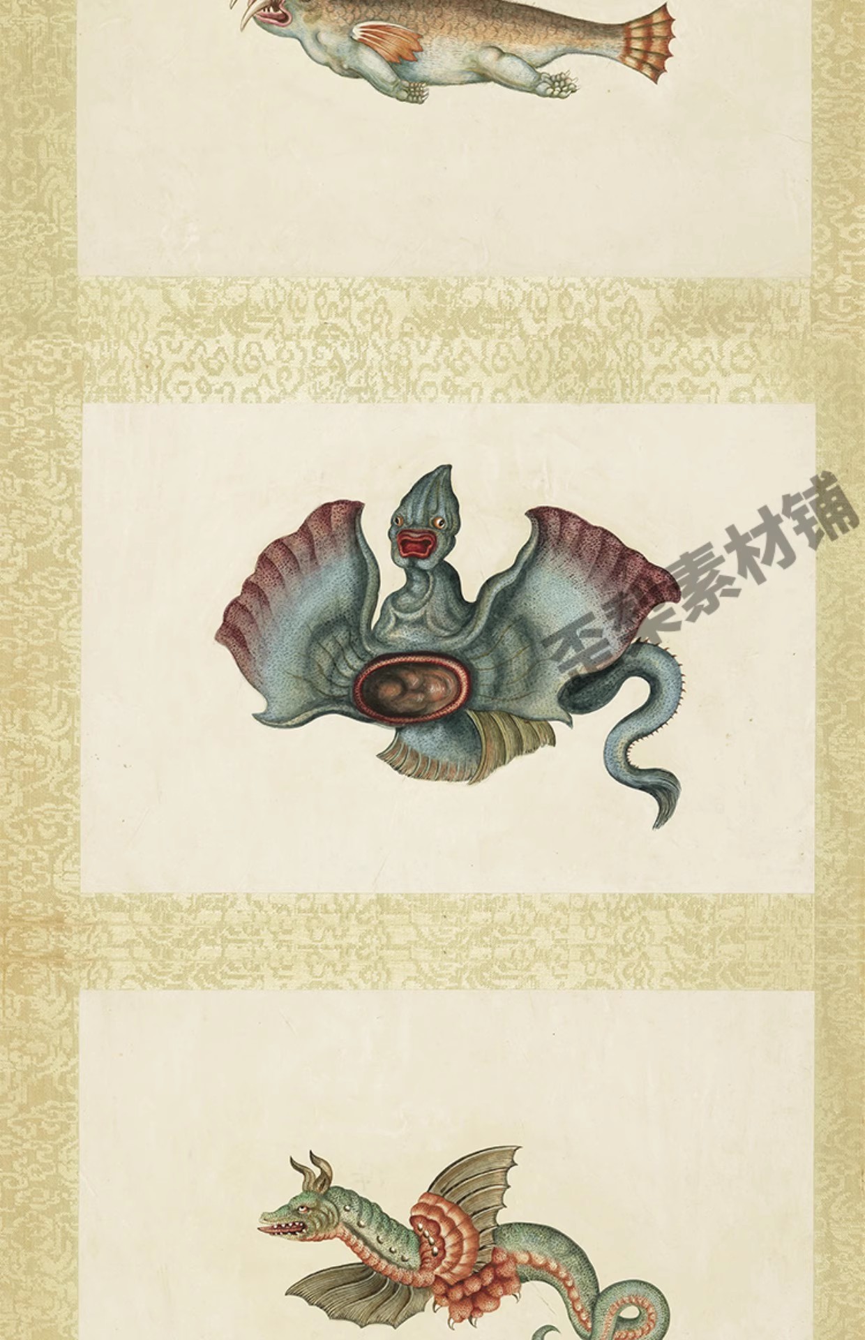 图片[16]-32幅，海怪图记清代古本中国海洋幻想水怪生物水族动物图鉴绘画图片素材-美肚杀分享