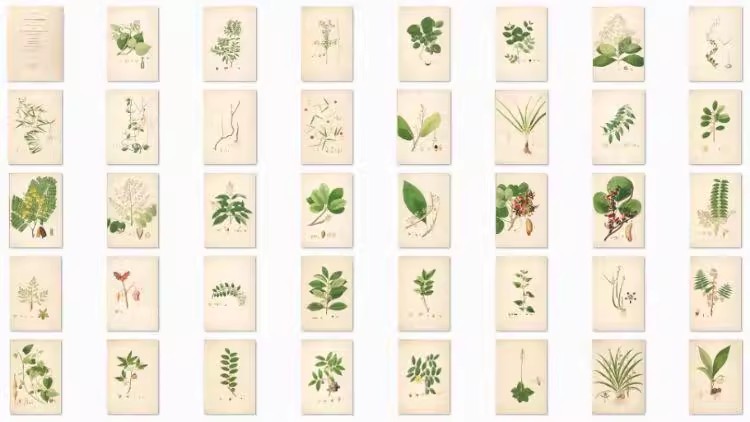 图片[25]-1300张，junk journal复古植物花卉图鉴昆虫花草图谱设计手帐电子图片素材-美肚杀分享